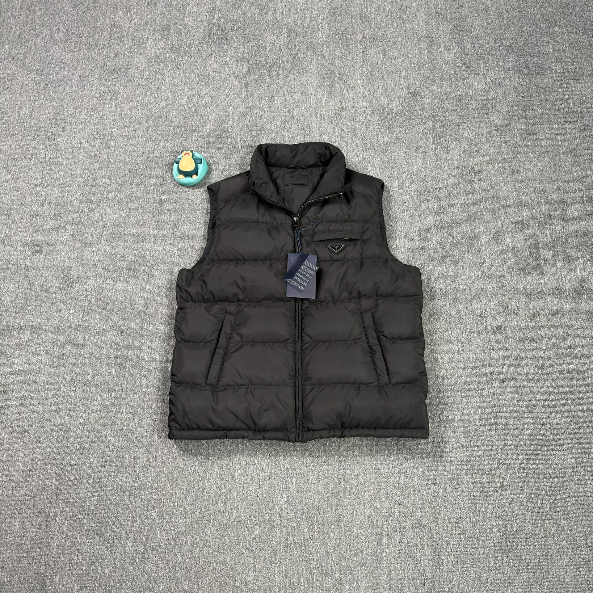 Prada Black Down Vest Chest Logo
