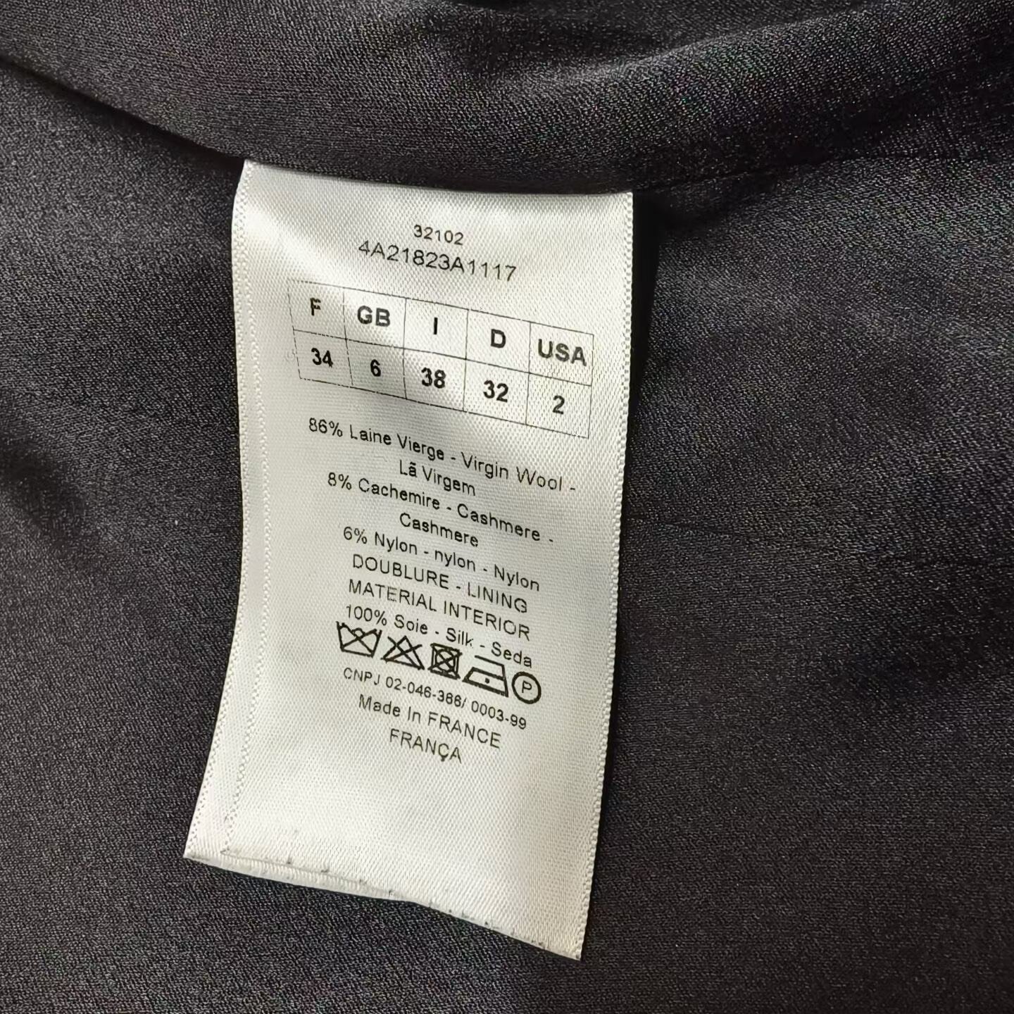 Dior Wool Blend Coat — label
