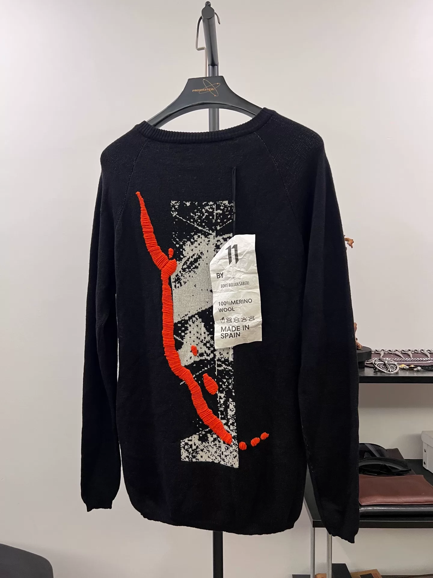Boris Bidjan Saberi 11by BBS Black Embroidered Pullover
