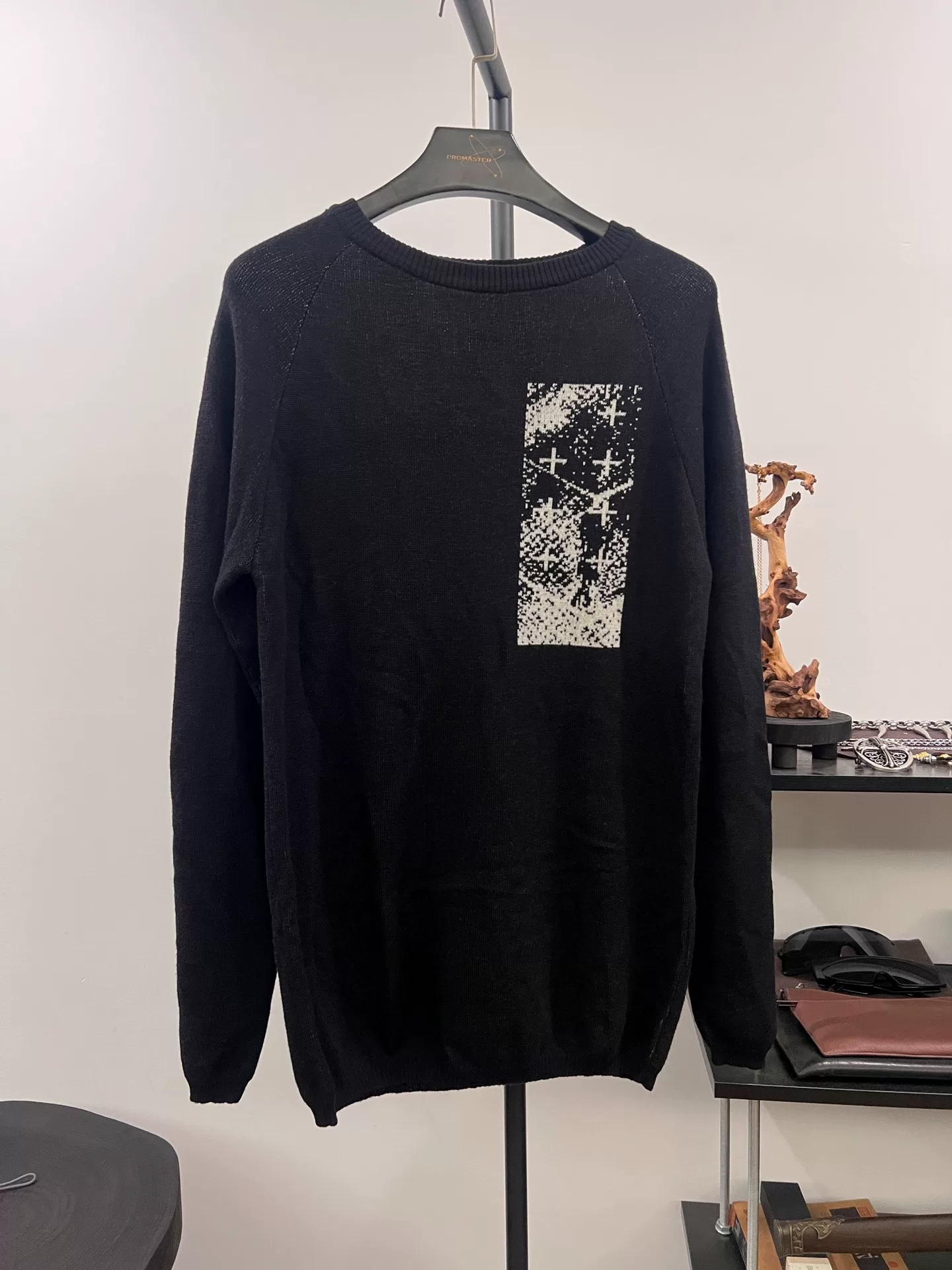 Boris Bidjan Saberi 11by BBS Black Embroidered Pullover — front