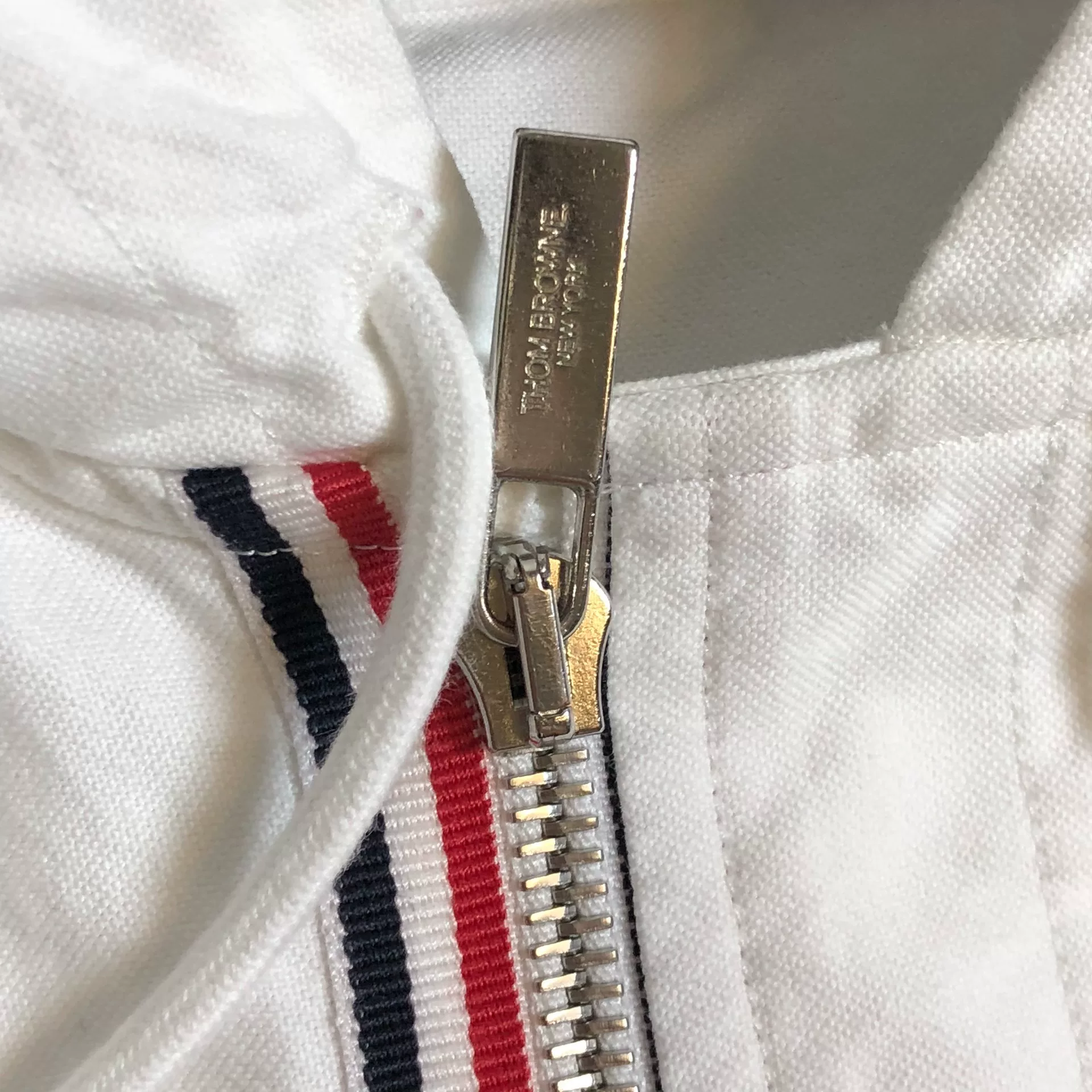 Thom Browne White Hooded Zip Jacket — back