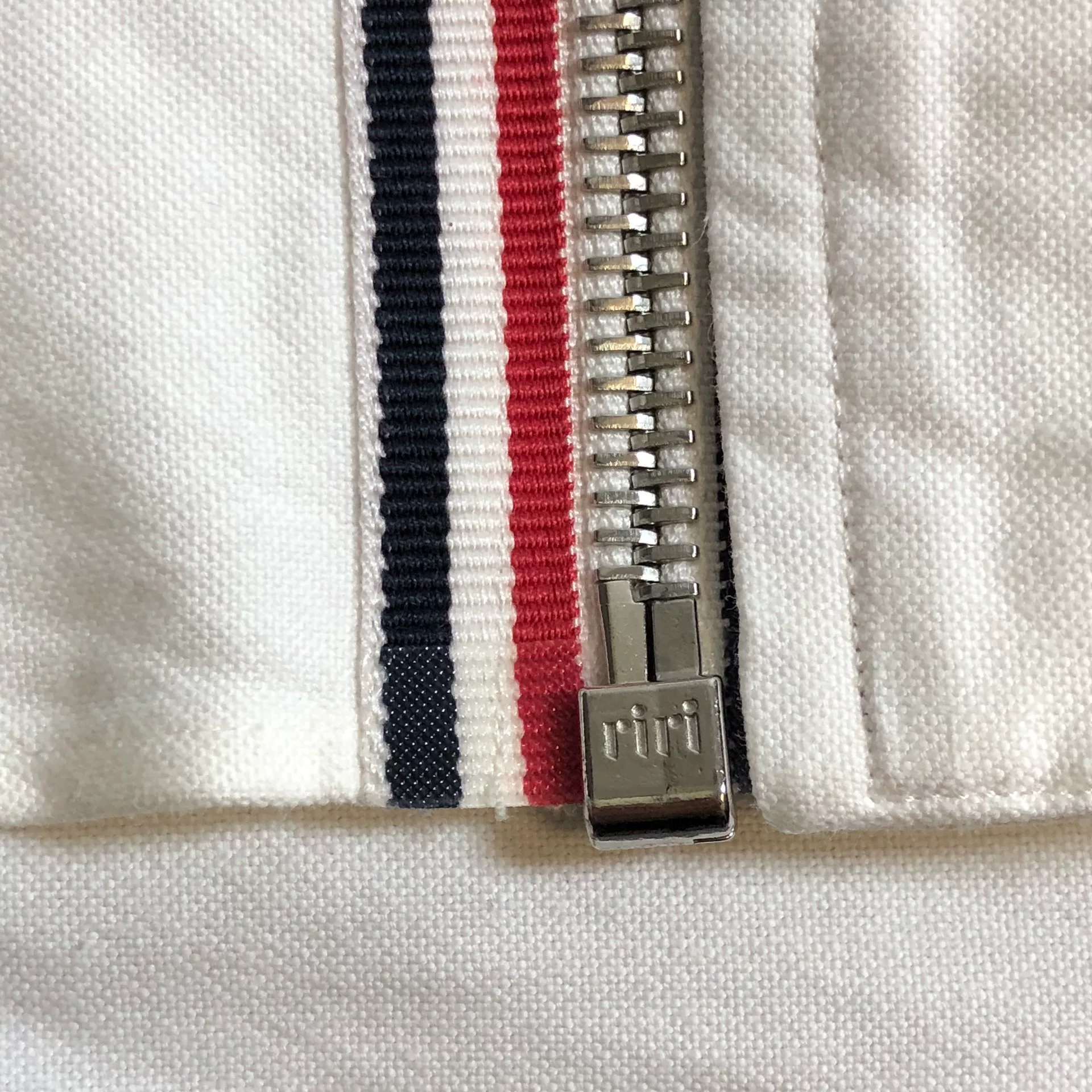 Thom Browne White Hooded Zip Jacket — front