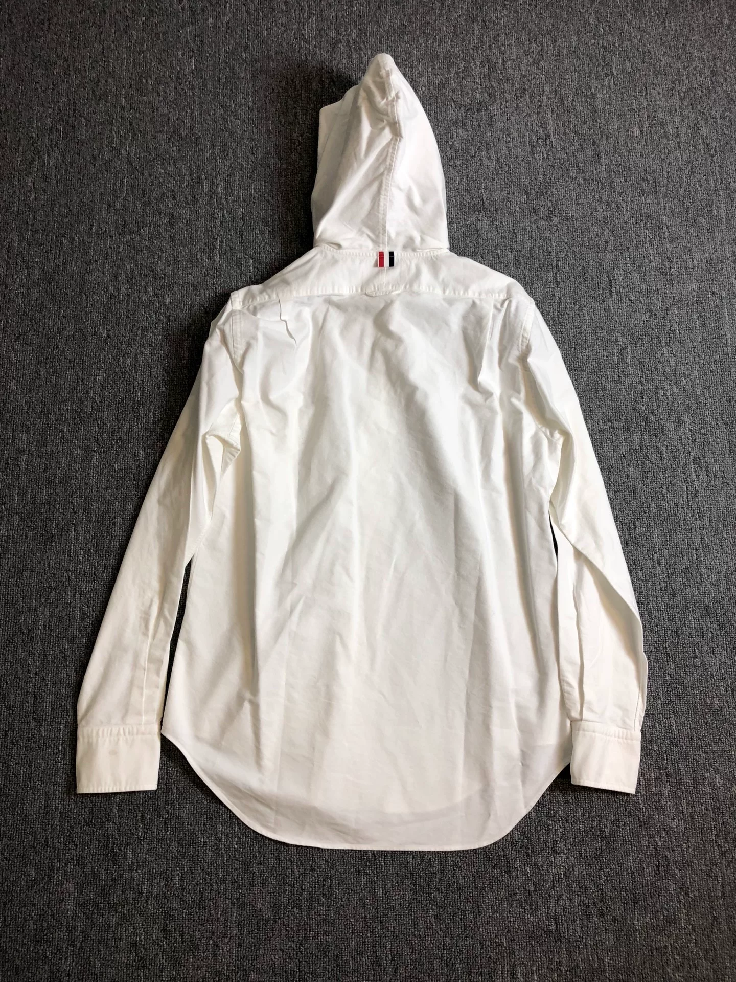 Thom Browne White Hooded Zip Jacket — label
