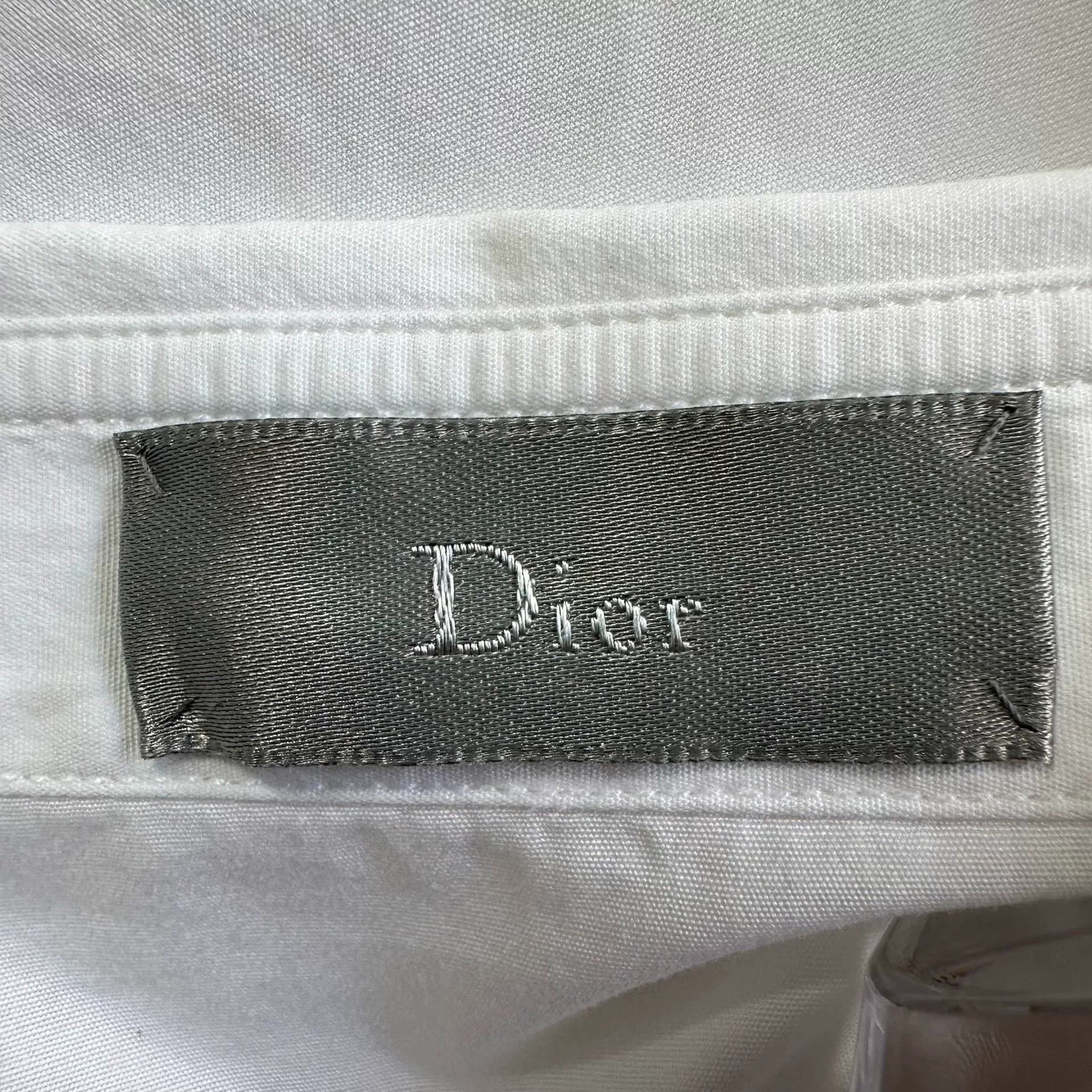 Dior White Long-sleeve Four-color Stitch Shirt — back