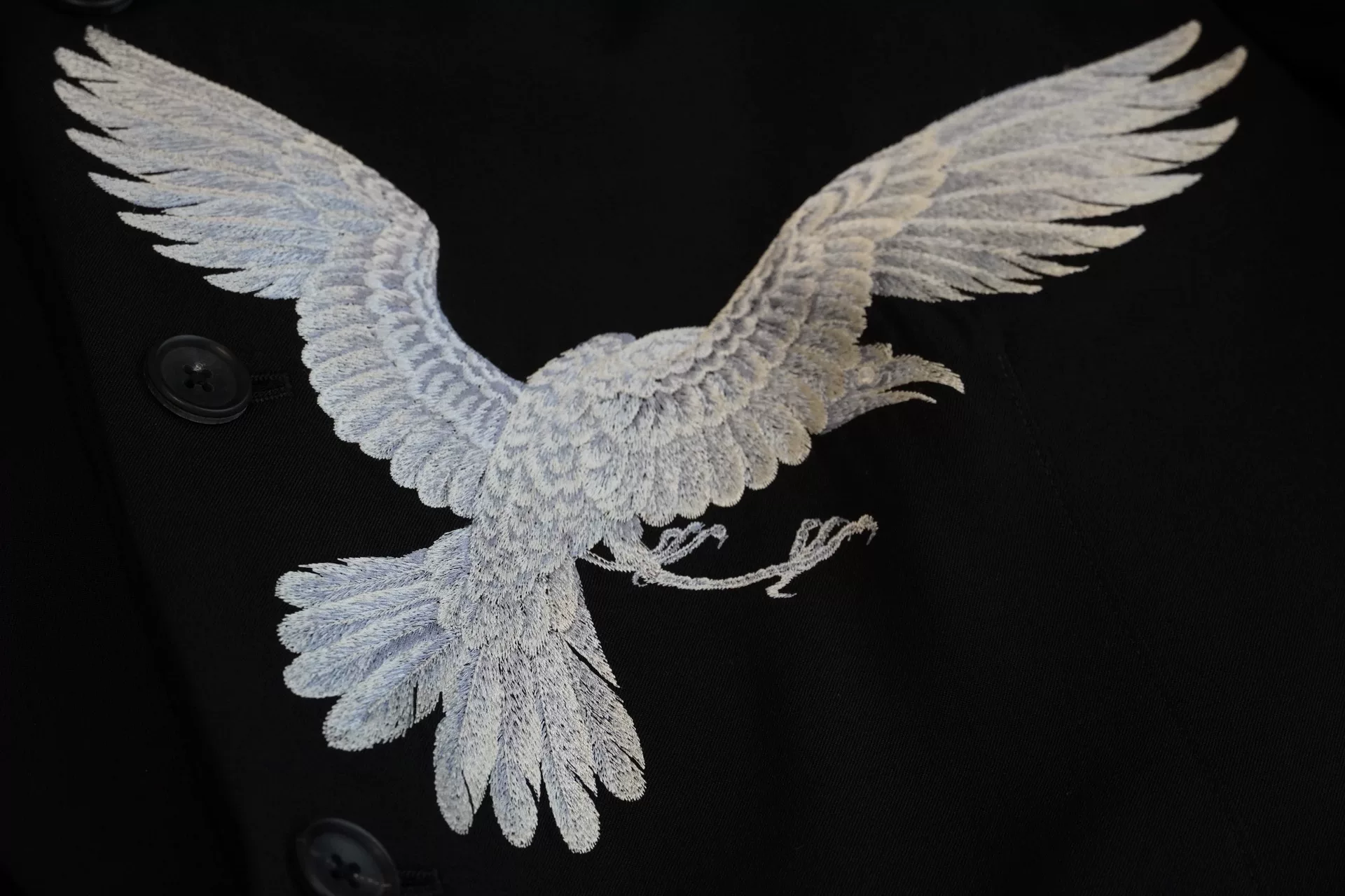 Yohji Yamamoto 21AW Eagle Embroidery Coat — detail