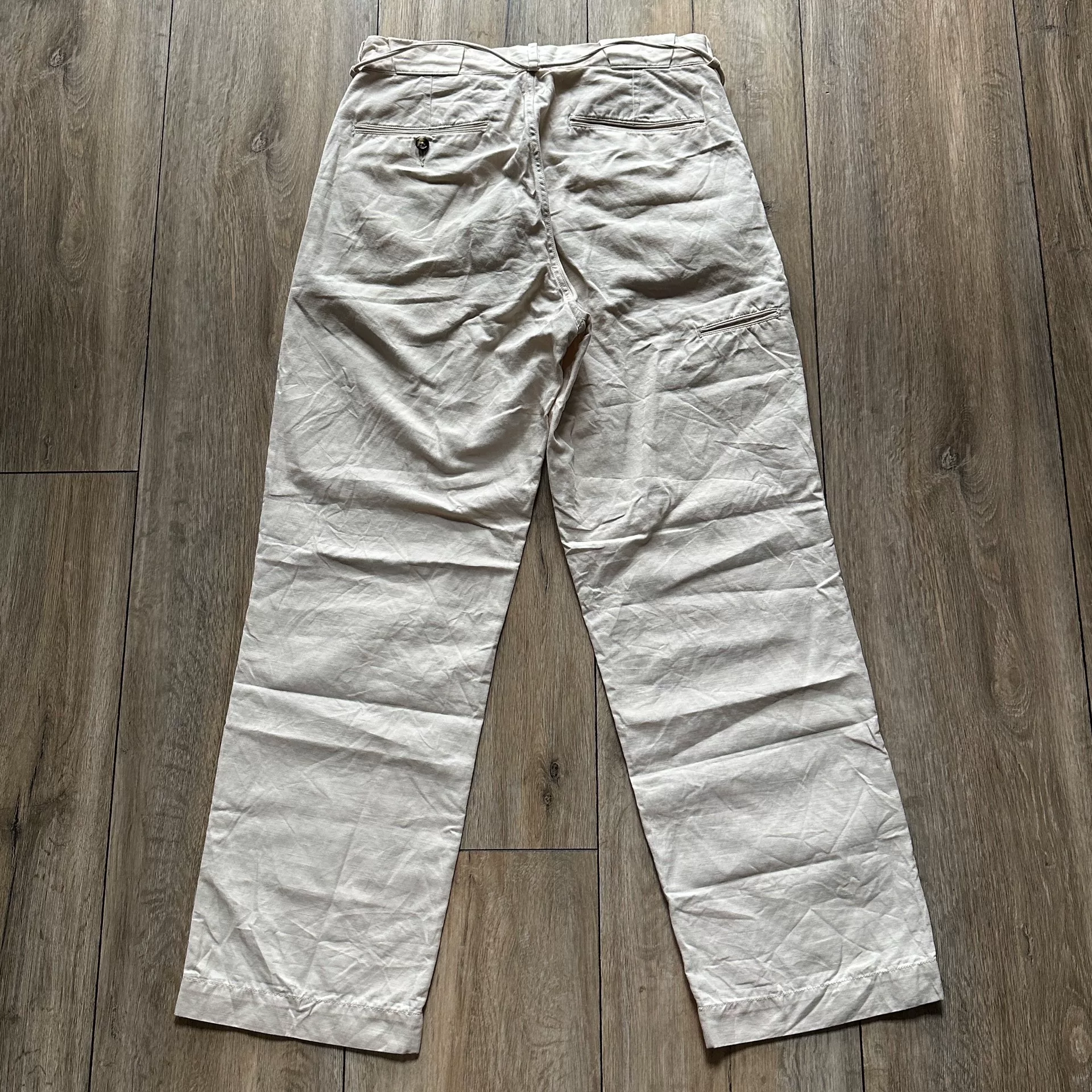 OLD JOE Cotton Linen White Pants — detail