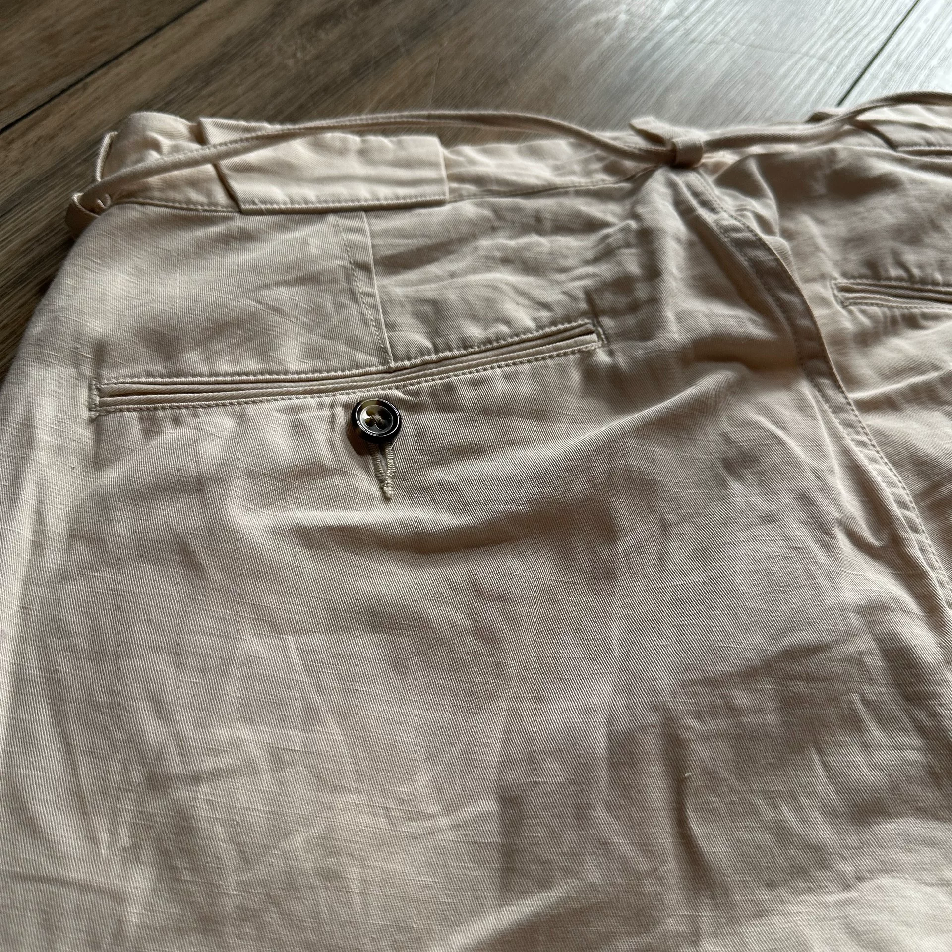 OLD JOE Cotton Linen White Pants — label