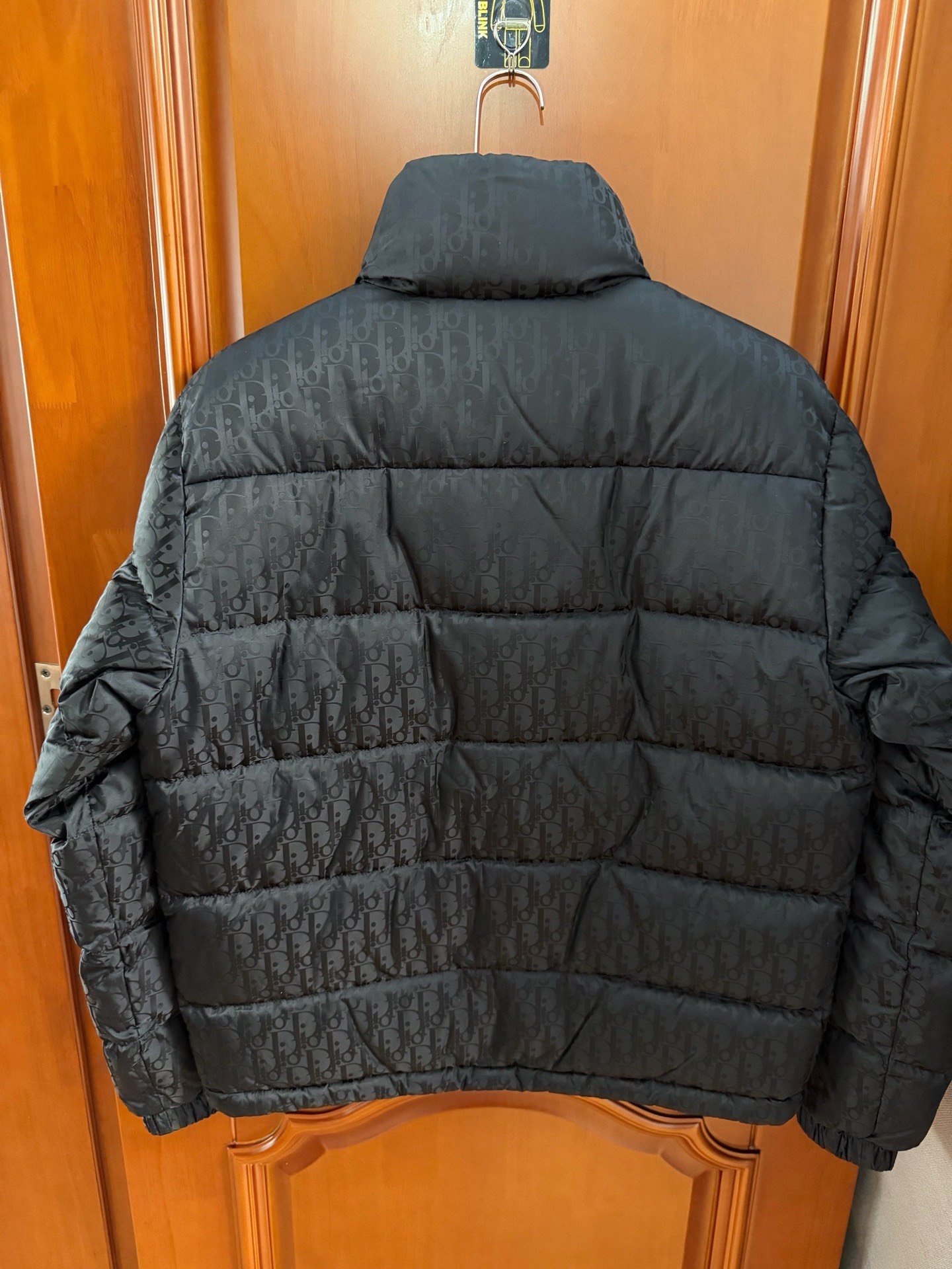 Dior Black All-Over Logo Down Jacket — front