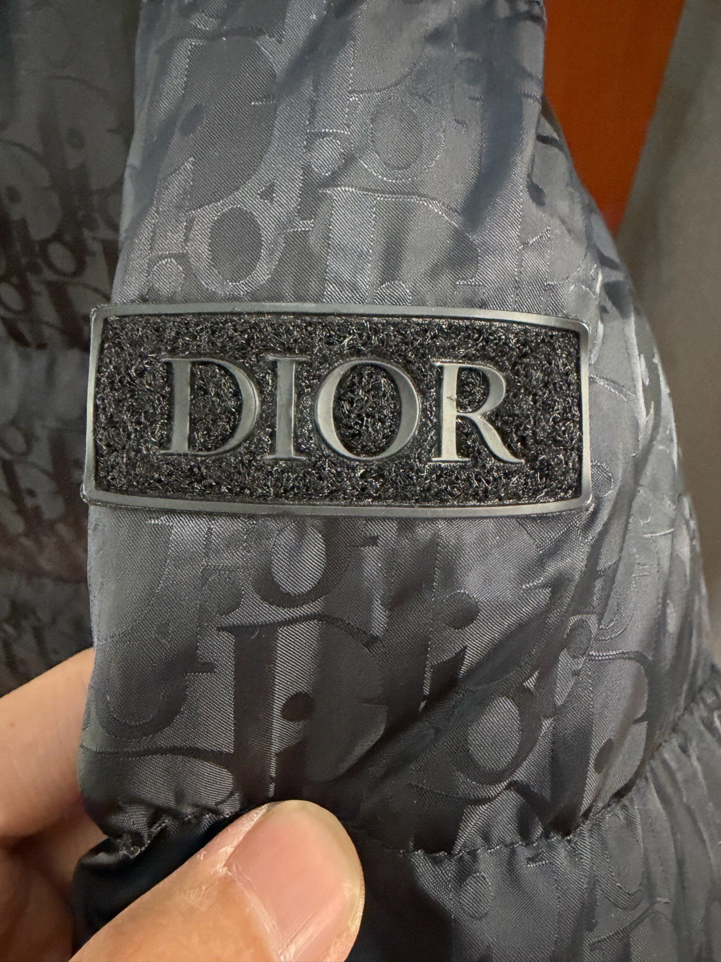 Dior Black All-Over Logo Down Jacket — back