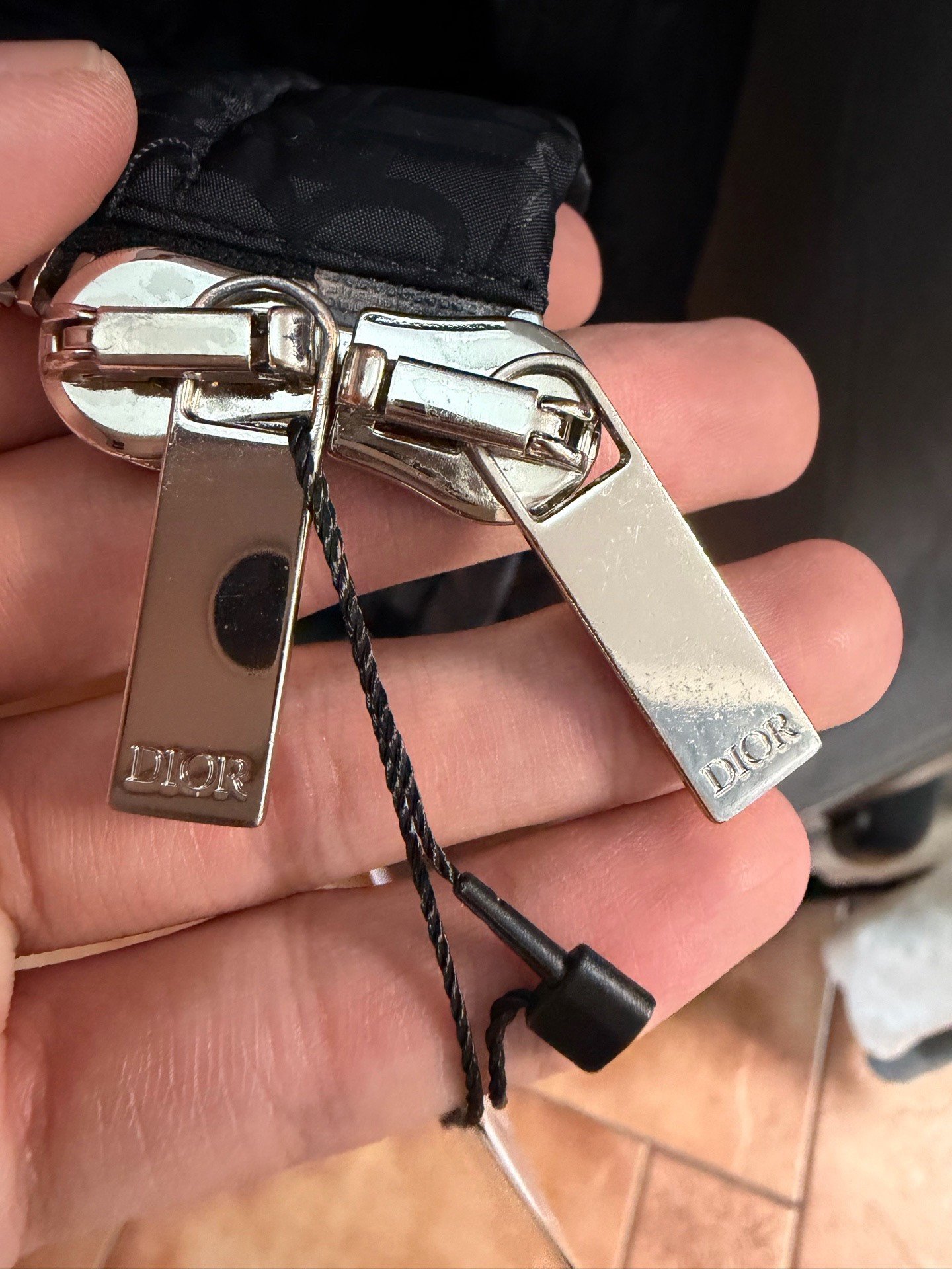 Dior Black All-Over Logo Down Jacket — detail