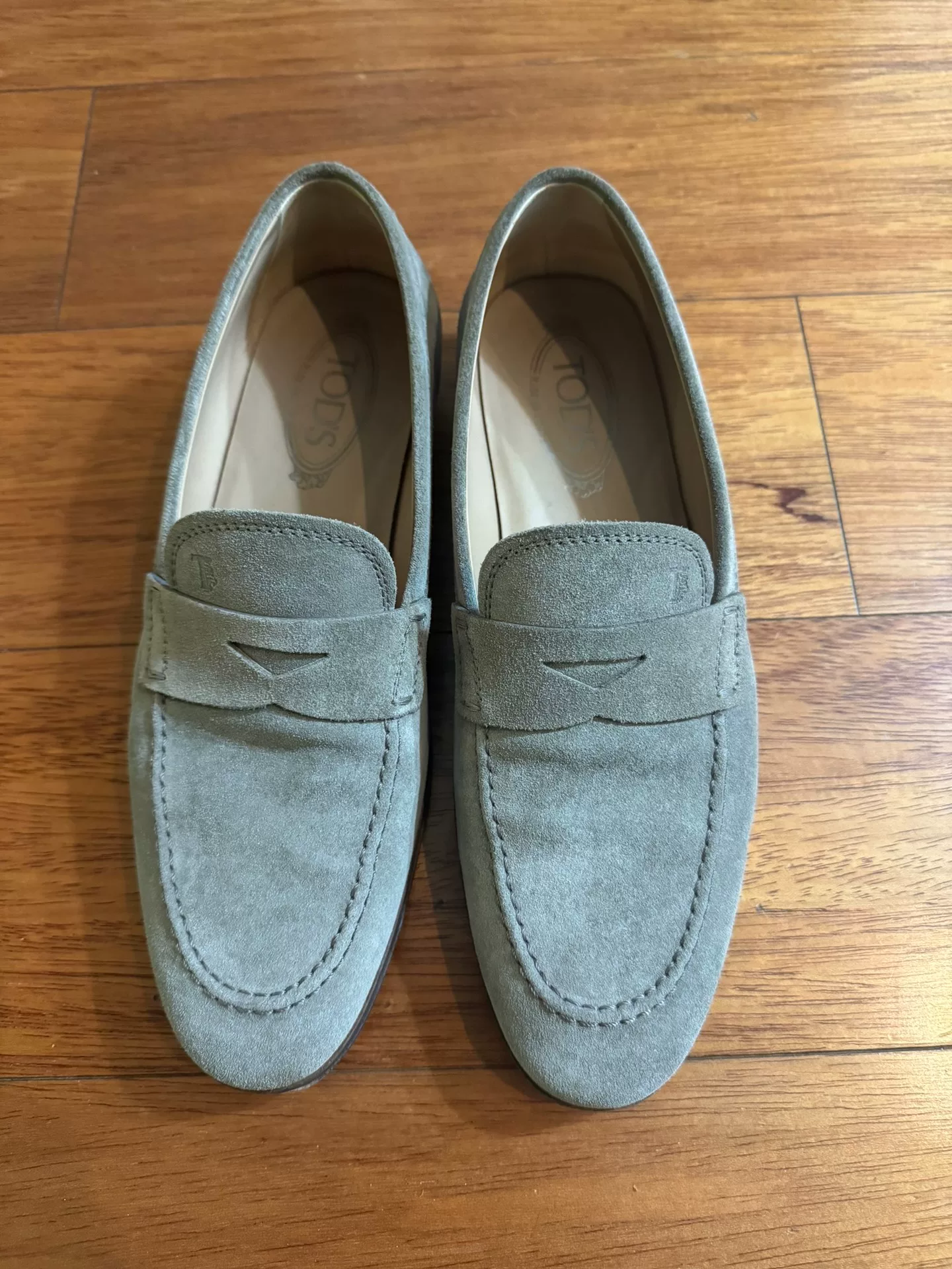 TOD'S Light Gray Suede Loafers