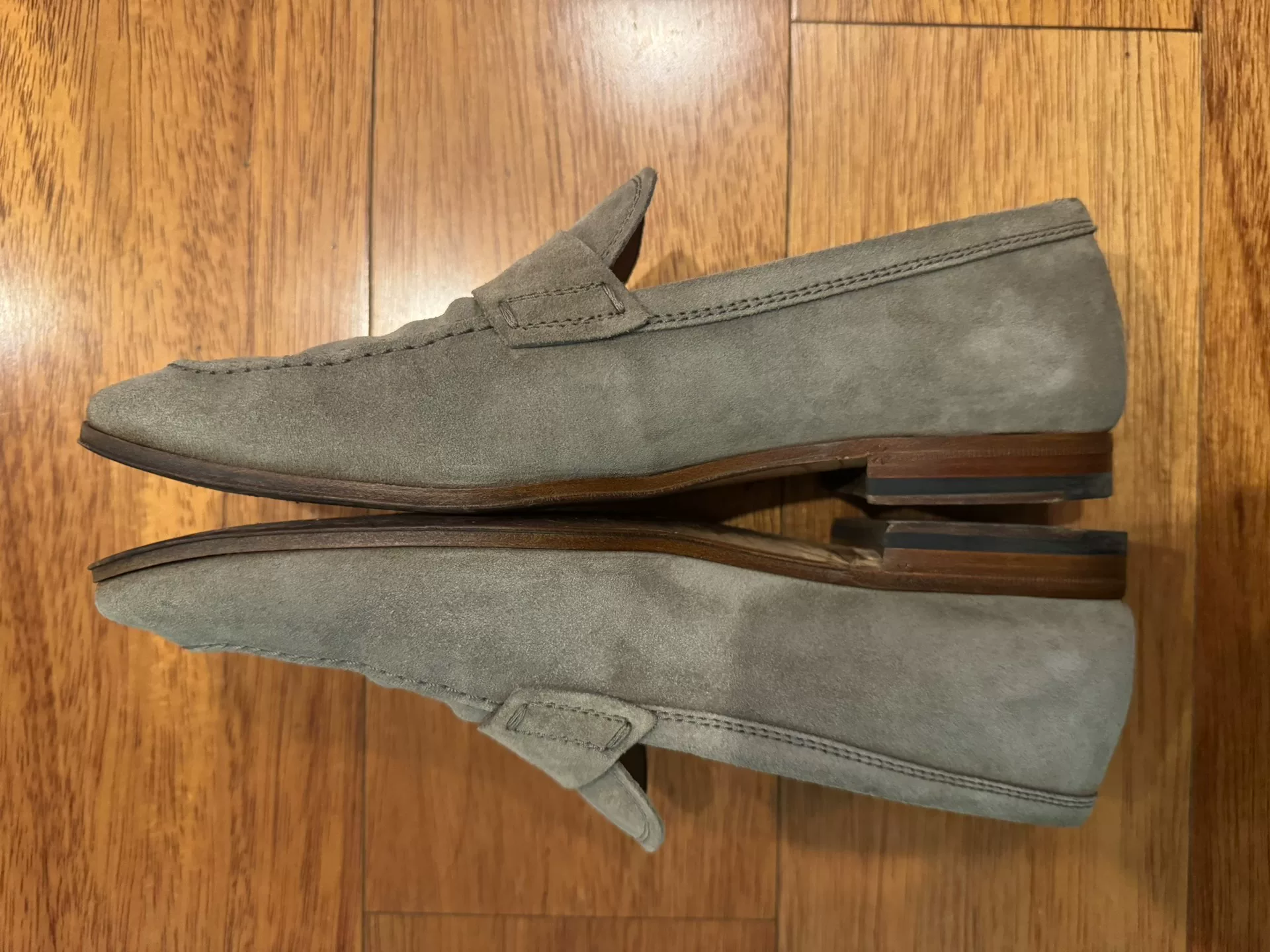 TOD'S Light Gray Suede Loafers — detail