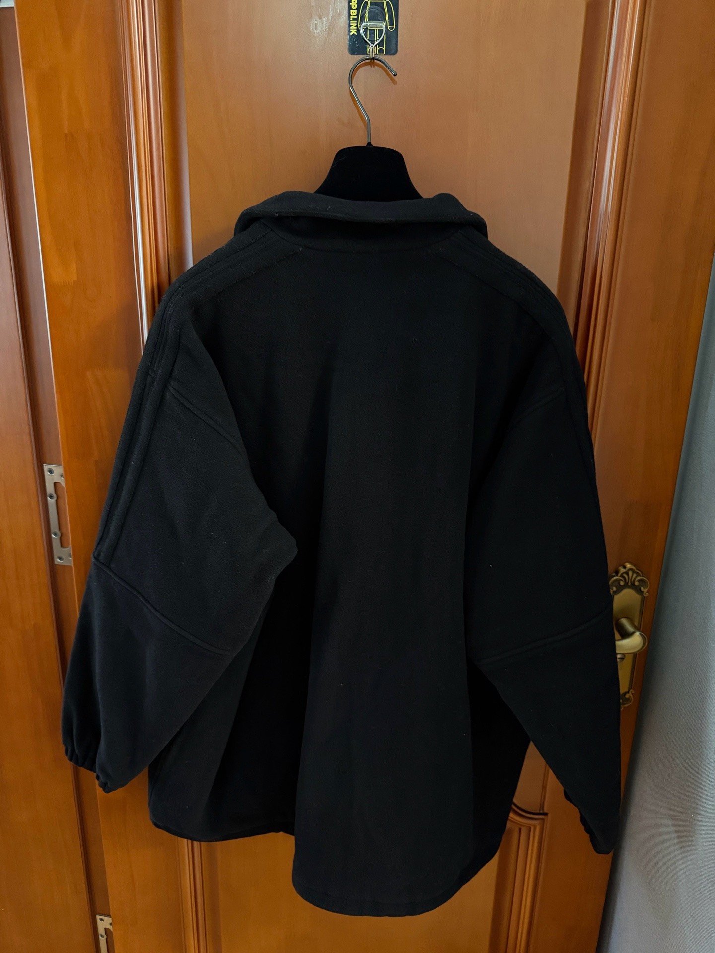 Balenciaga Black Big Logo Teddy Fleece Jacket — front