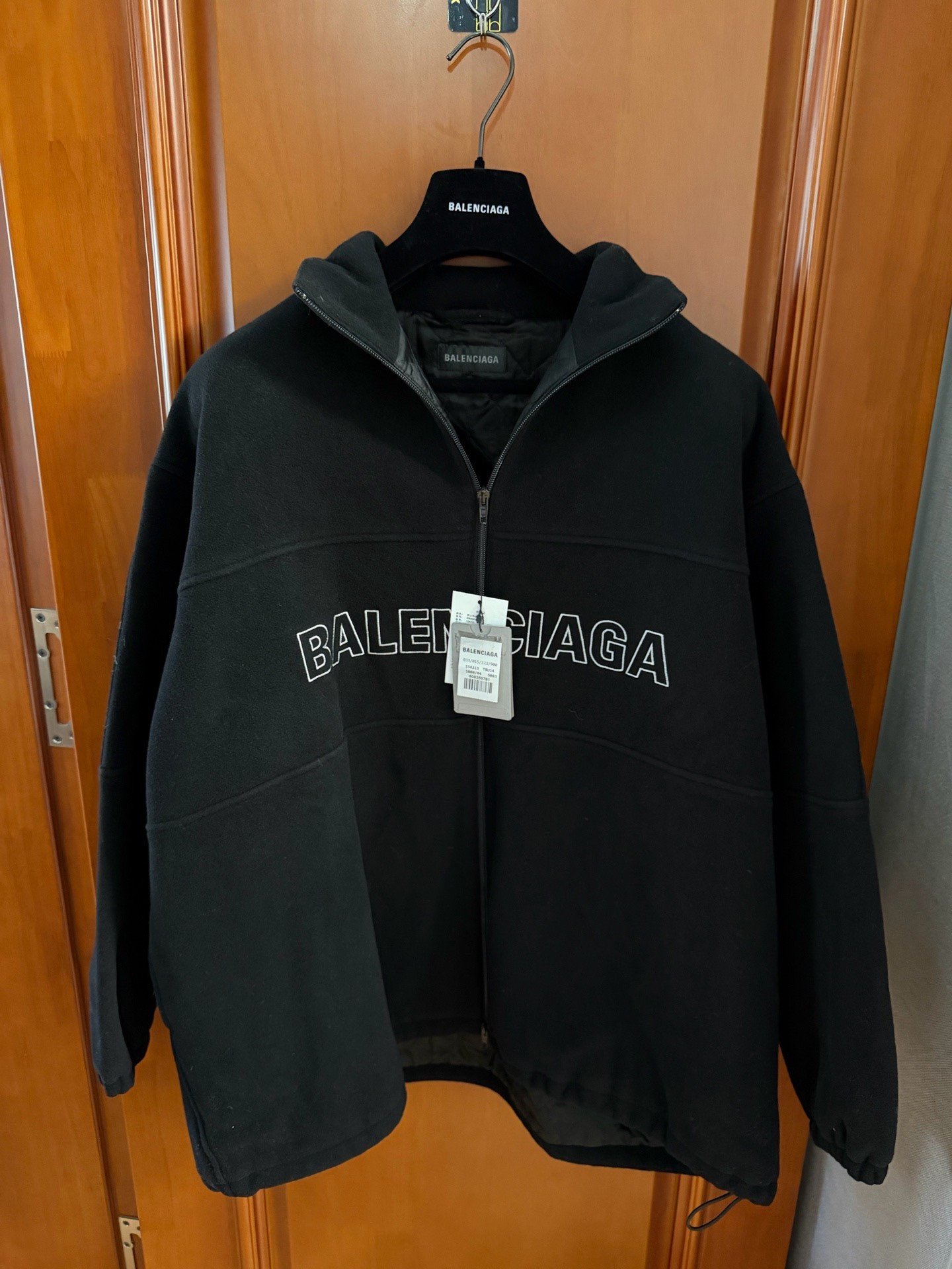 Balenciaga Black Big Logo Teddy Fleece Jacket
