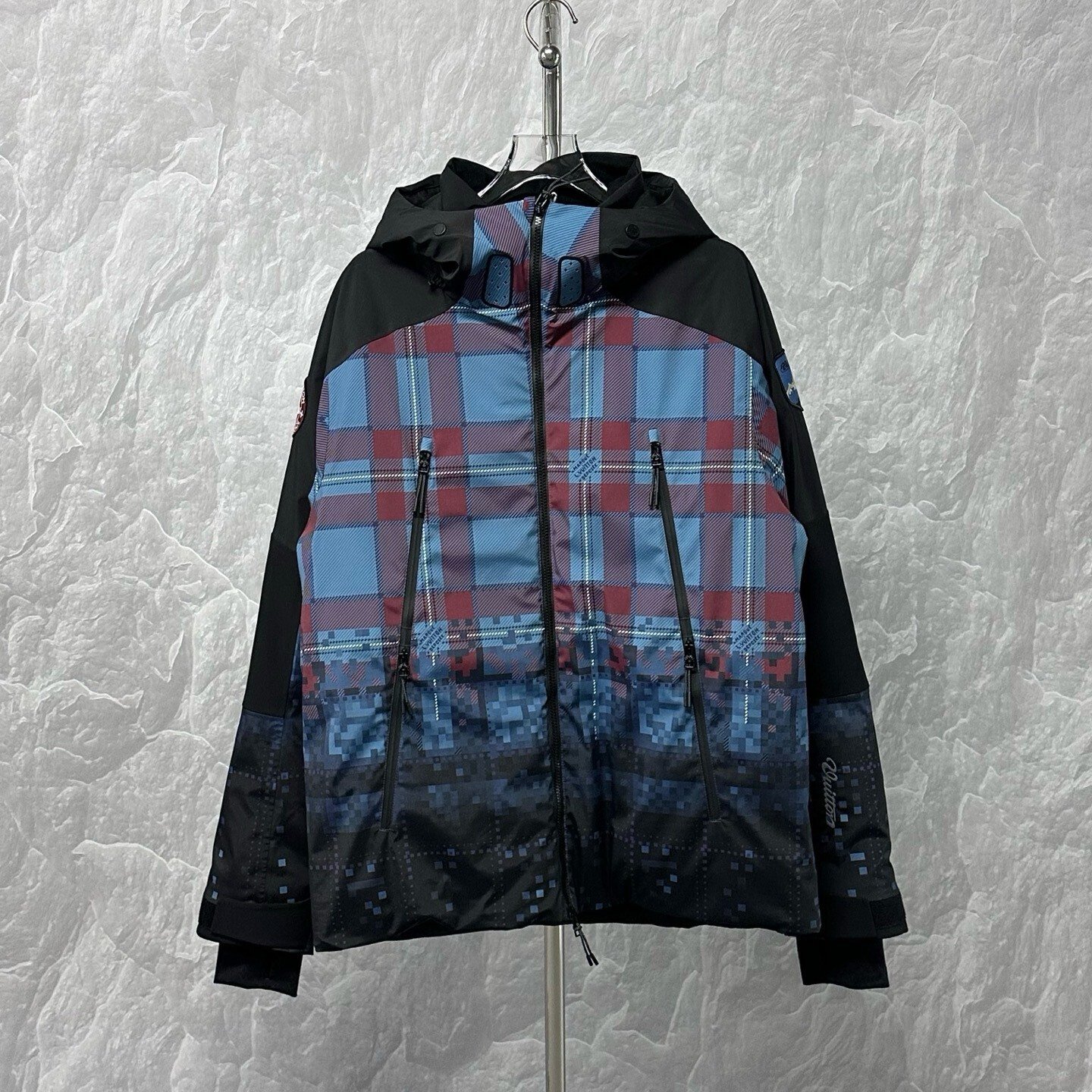 Louis Vuitton SS26 Ski Plaid Pixel Hooded Jacket