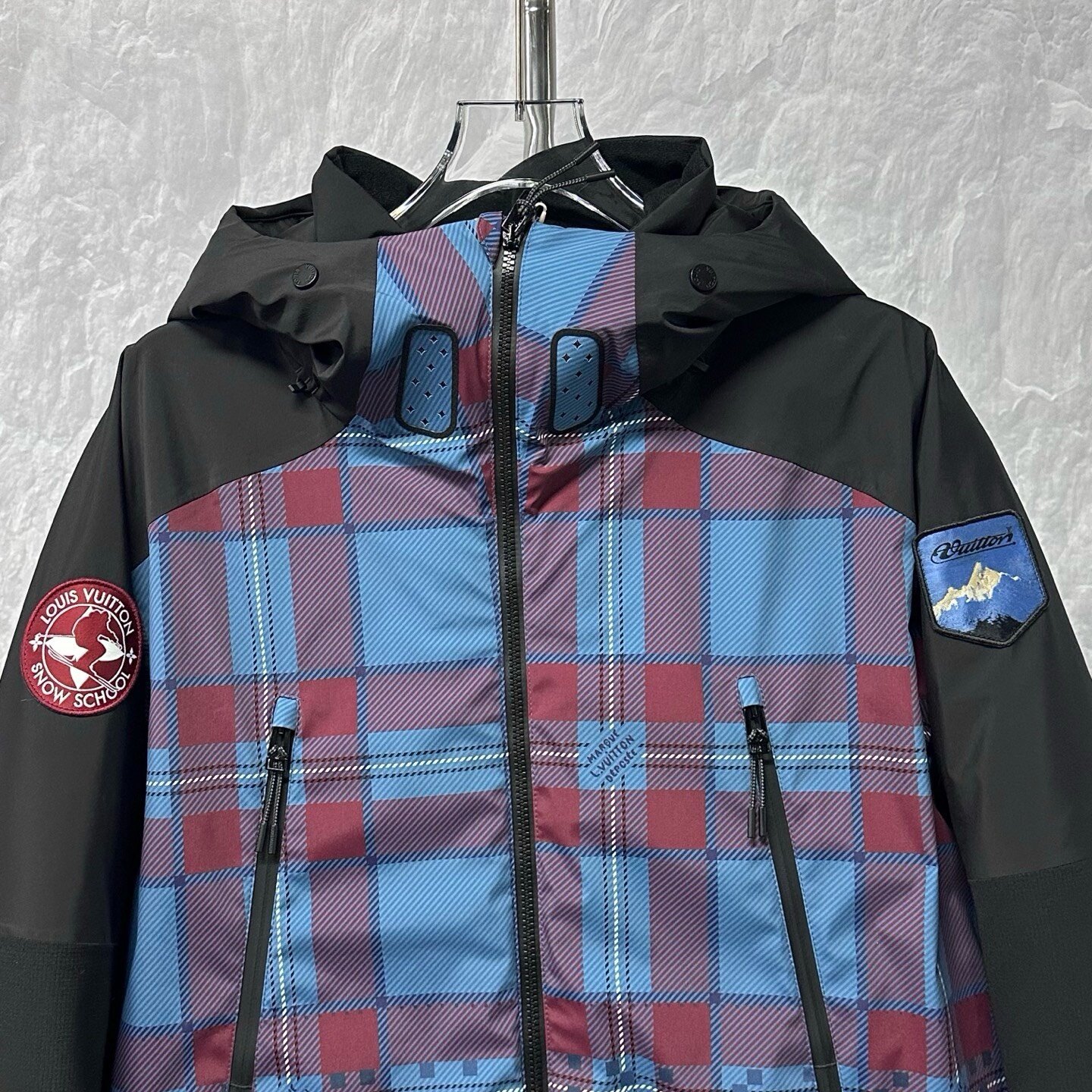 Louis Vuitton SS26 Ski Plaid Pixel Hooded Jacket — front