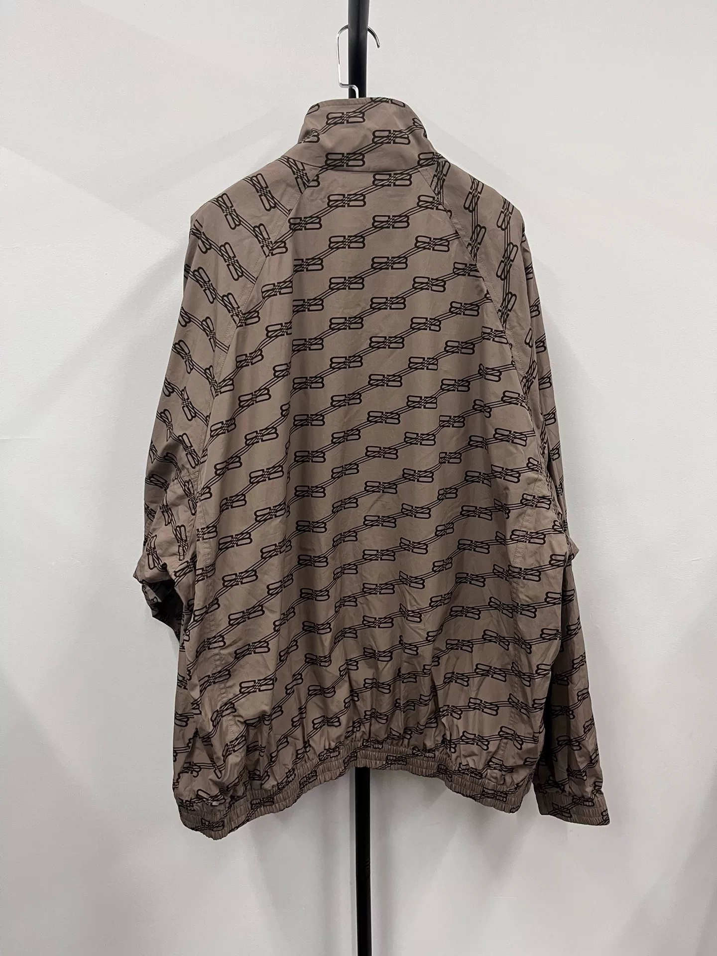 Balenciaga SS22 Logo Print Stand Collar Jacket — front