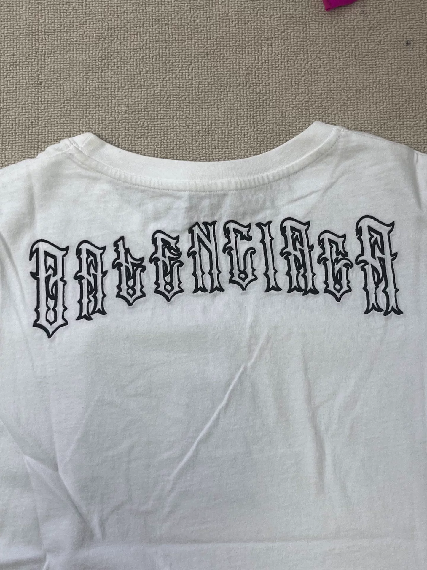 Balenciaga Back Gothic Logo Short-Sleeve T-Shirt — detail