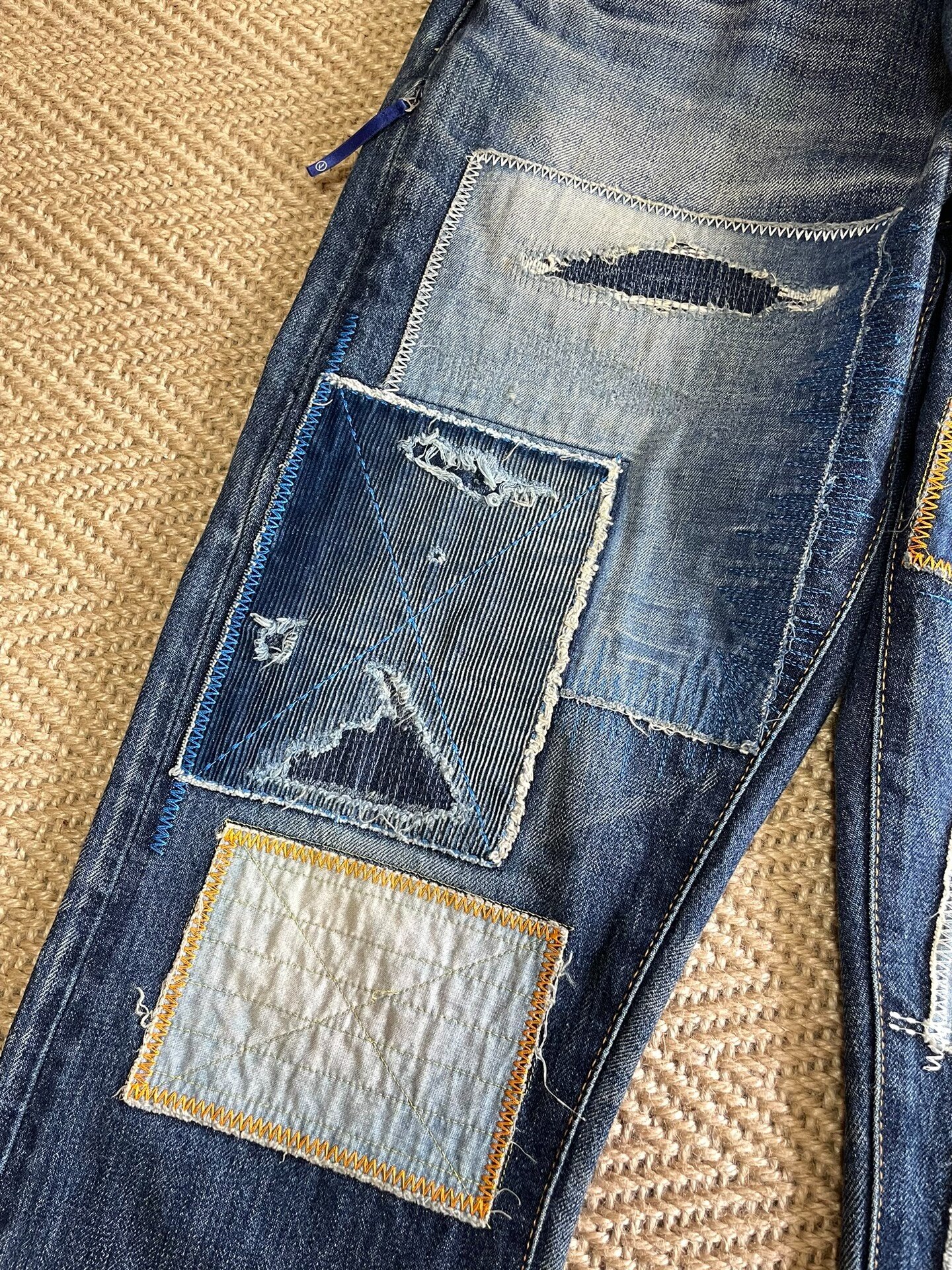 Vanquish Fragment Lightning Distressed Patch Jeans — detail