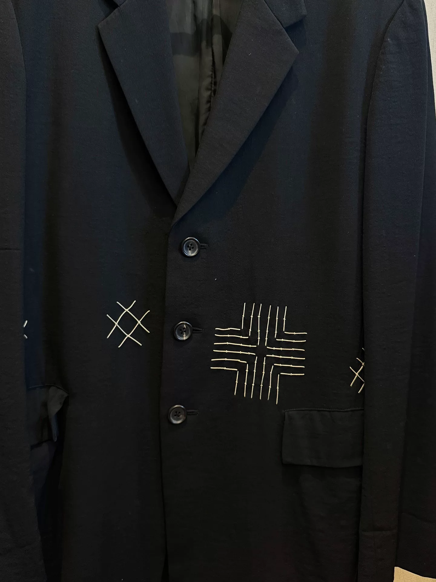 Yohji Yamamoto 95SS Sashiko Long Blazer — front