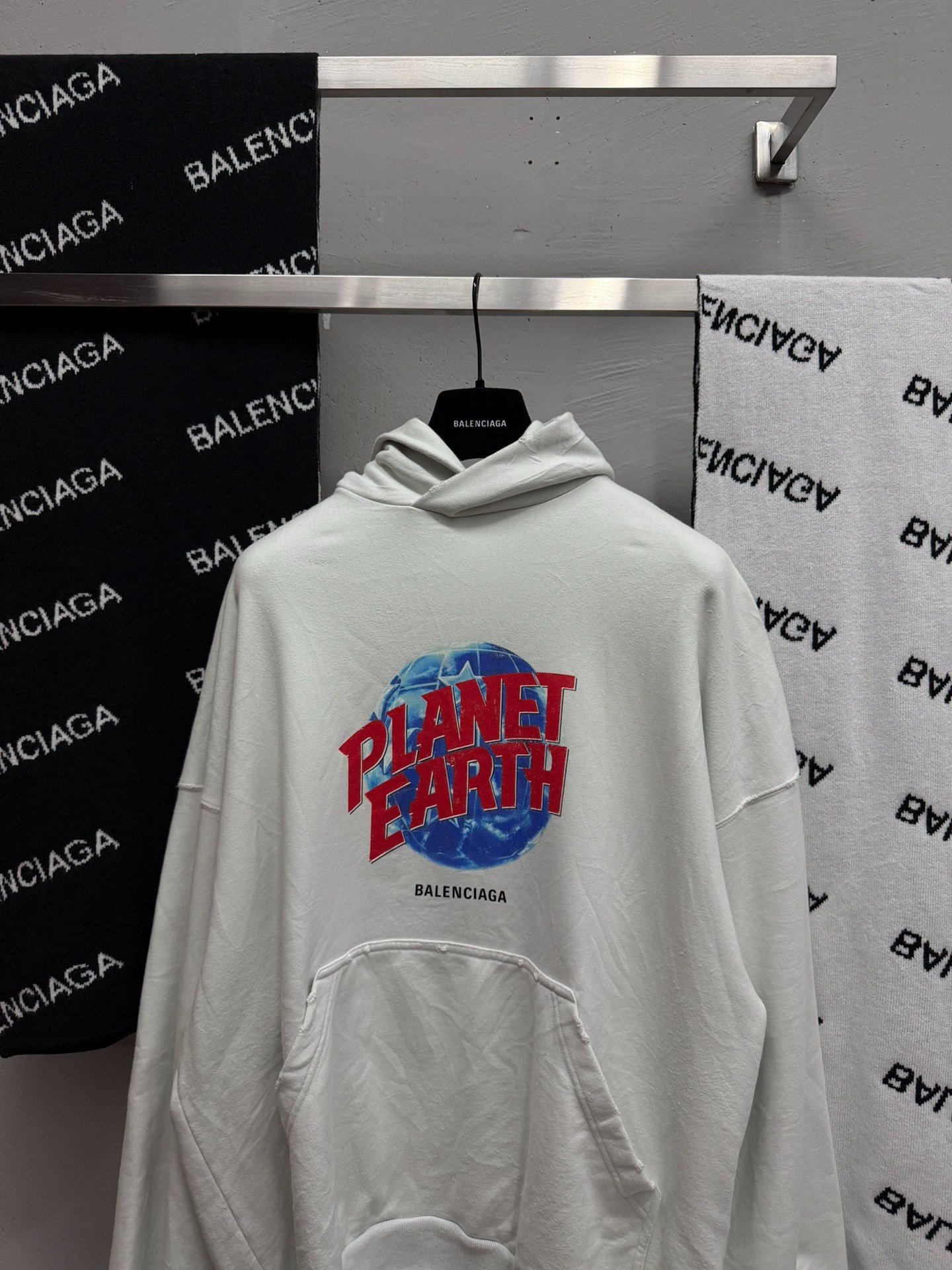 Balenciaga Planet Earth Graphic Hoodie — front