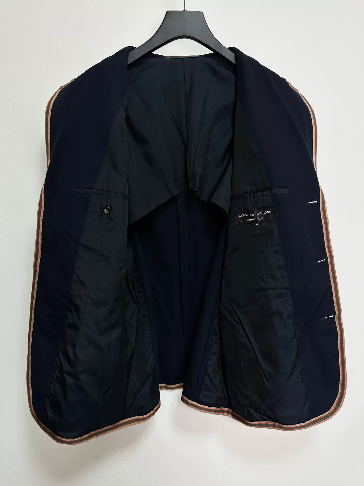 Comme des Garçons 1991SS Homme Plus Striped Runway Coat — detail