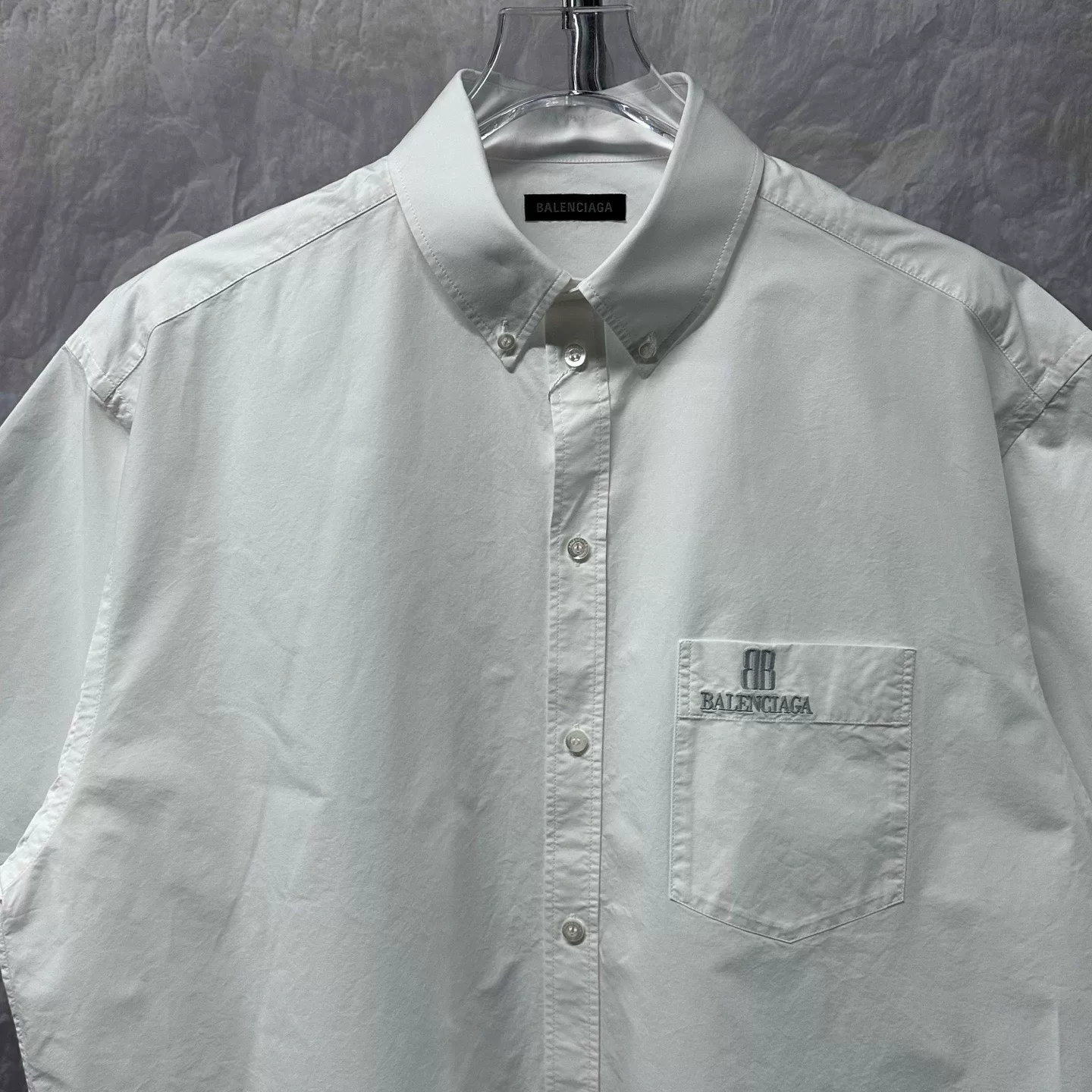 Balenciaga FW25 Embroidered Logo Short Sleeve Shirt — front