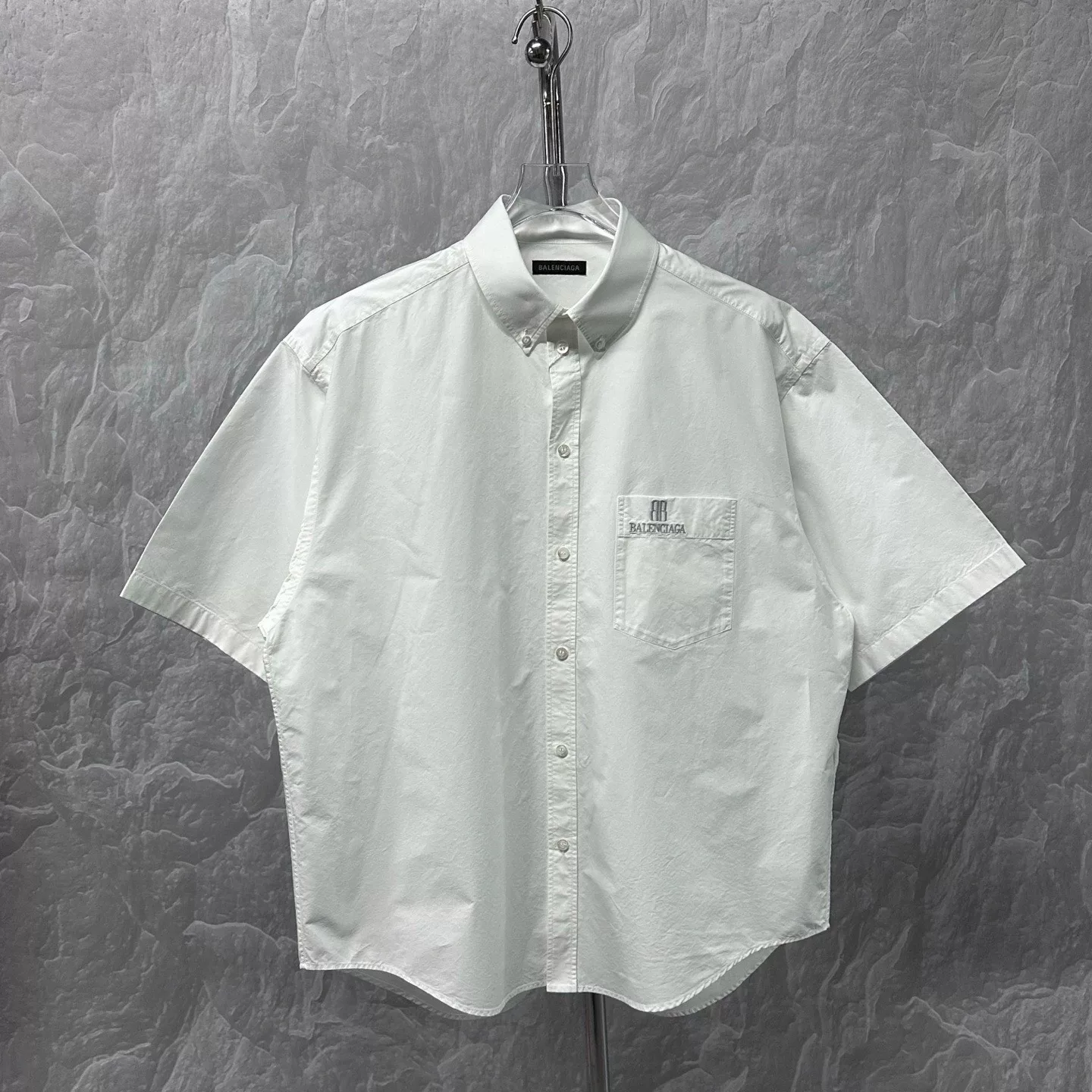 Balenciaga FW25 Embroidered Logo Short Sleeve Shirt
