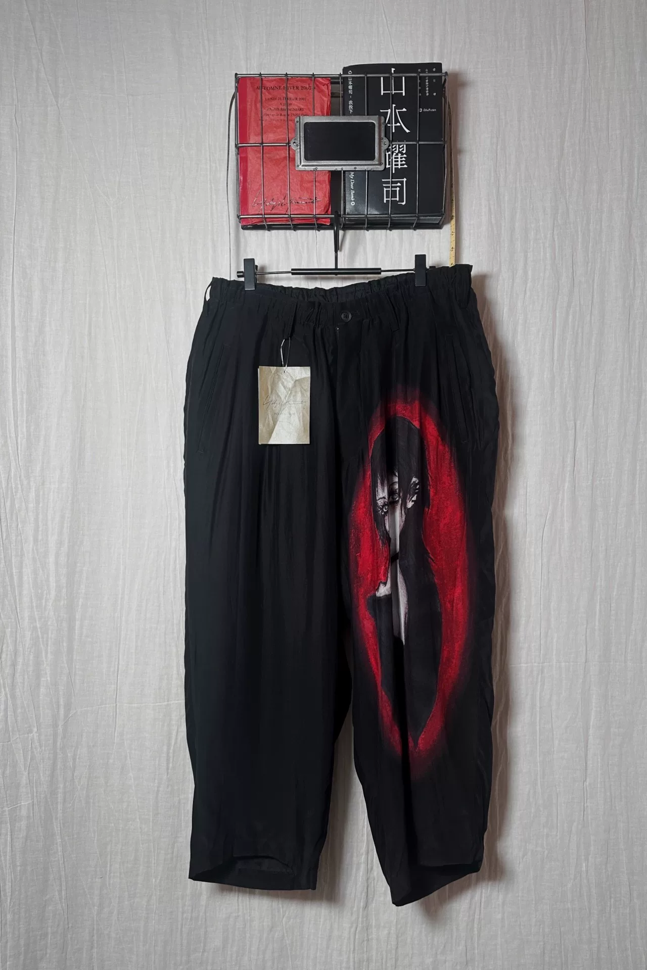 Yohji Yamamoto 22SS Silk Girl Print Pants — label