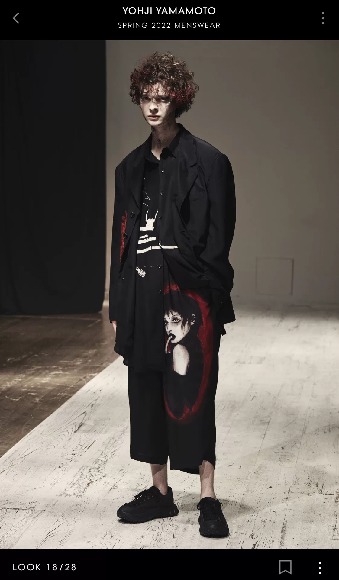 Yohji Yamamoto 22SS Silk Girl Print Pants — detail