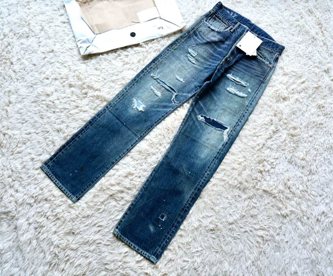 VISVIM Distressed Straight Blue Jeans