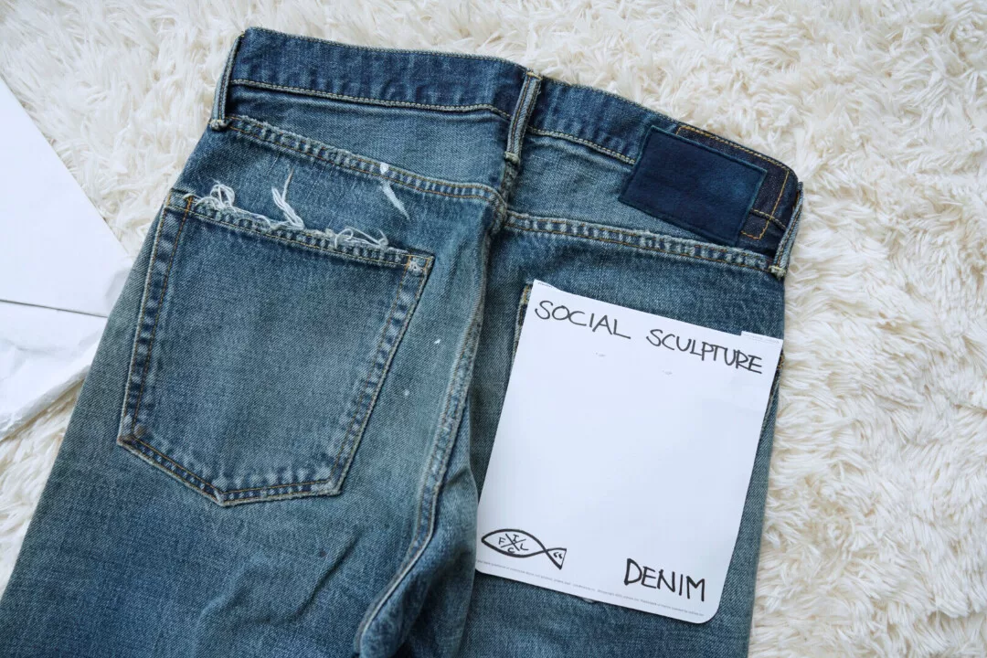 VISVIM Distressed Straight Blue Jeans — front