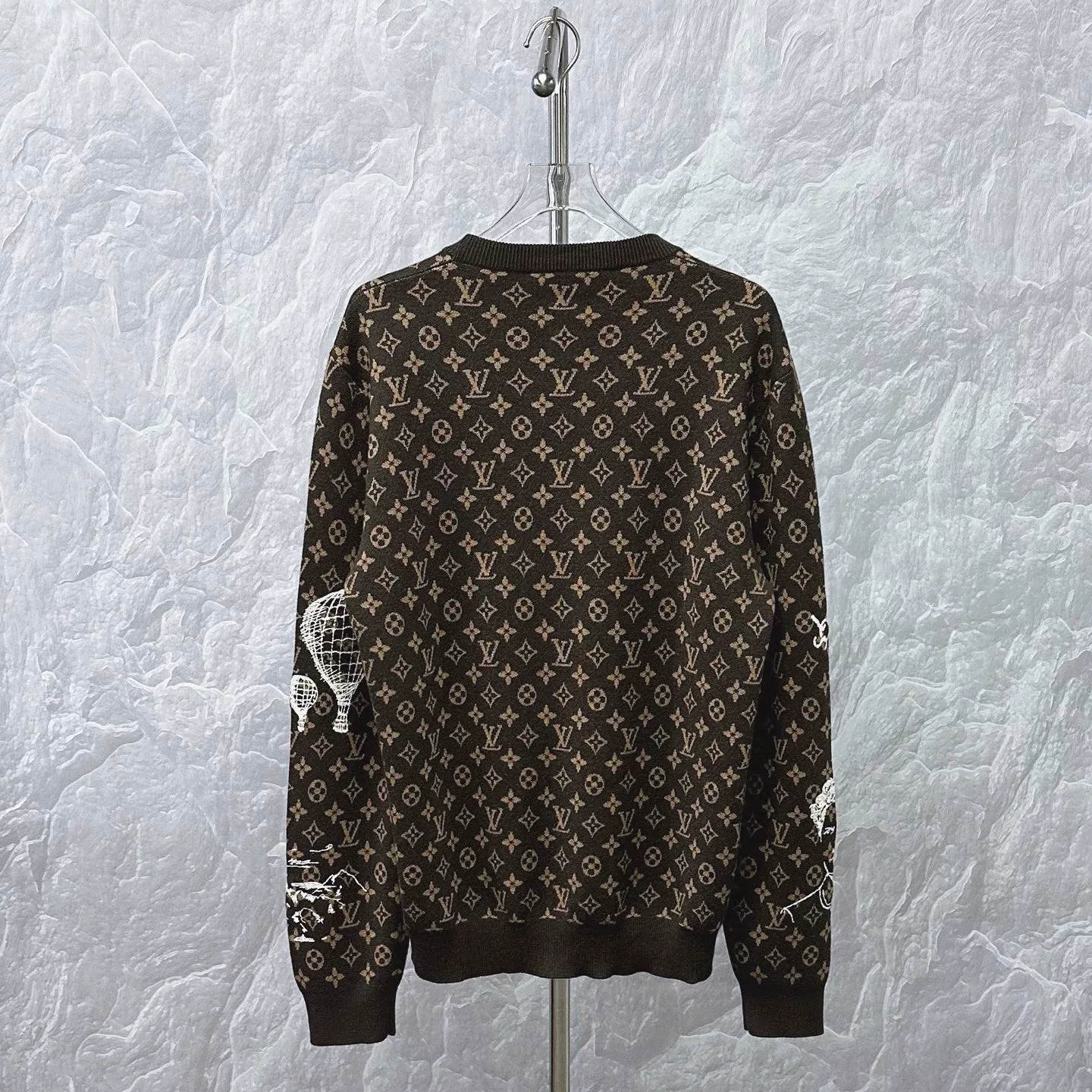 Louis Vuitton Monogram Graffiti Embroidered Wool Sweater — back