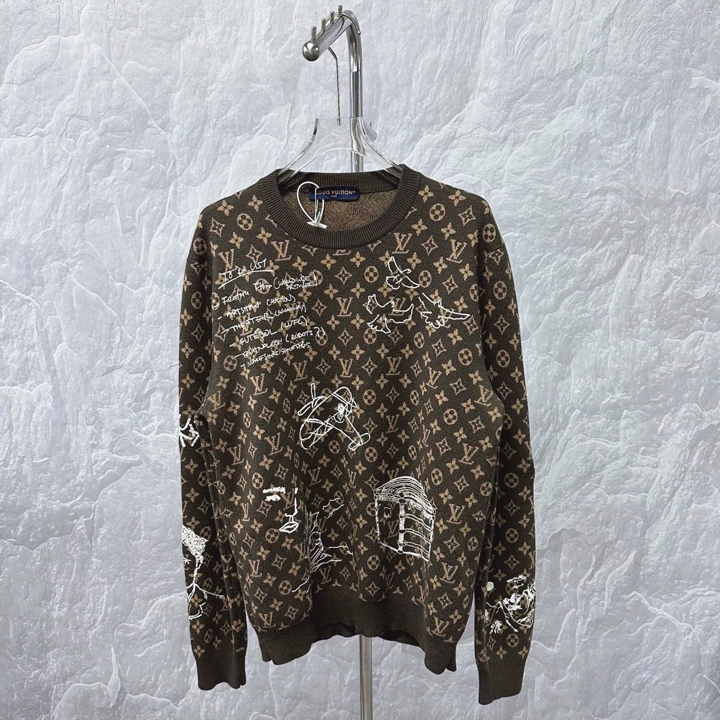 Louis Vuitton Monogram Graffiti Embroidered Wool Sweater