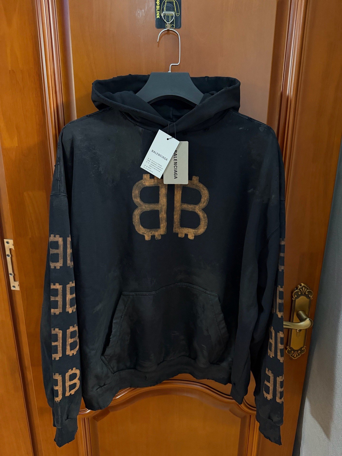 Balenciaga Mud-Dyed BB Logo Hoodie