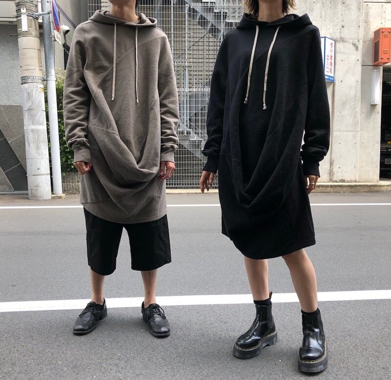 Rick Owens Olive Green Asymmetrical Hoodie — back