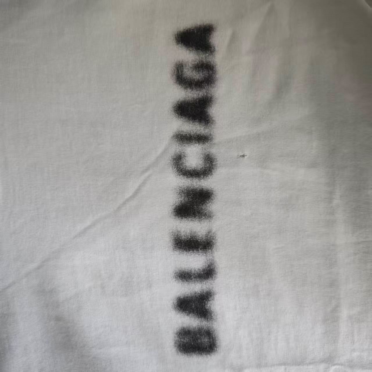 Balenciaga White Blurred Letter Distressed T-Shirt — detail