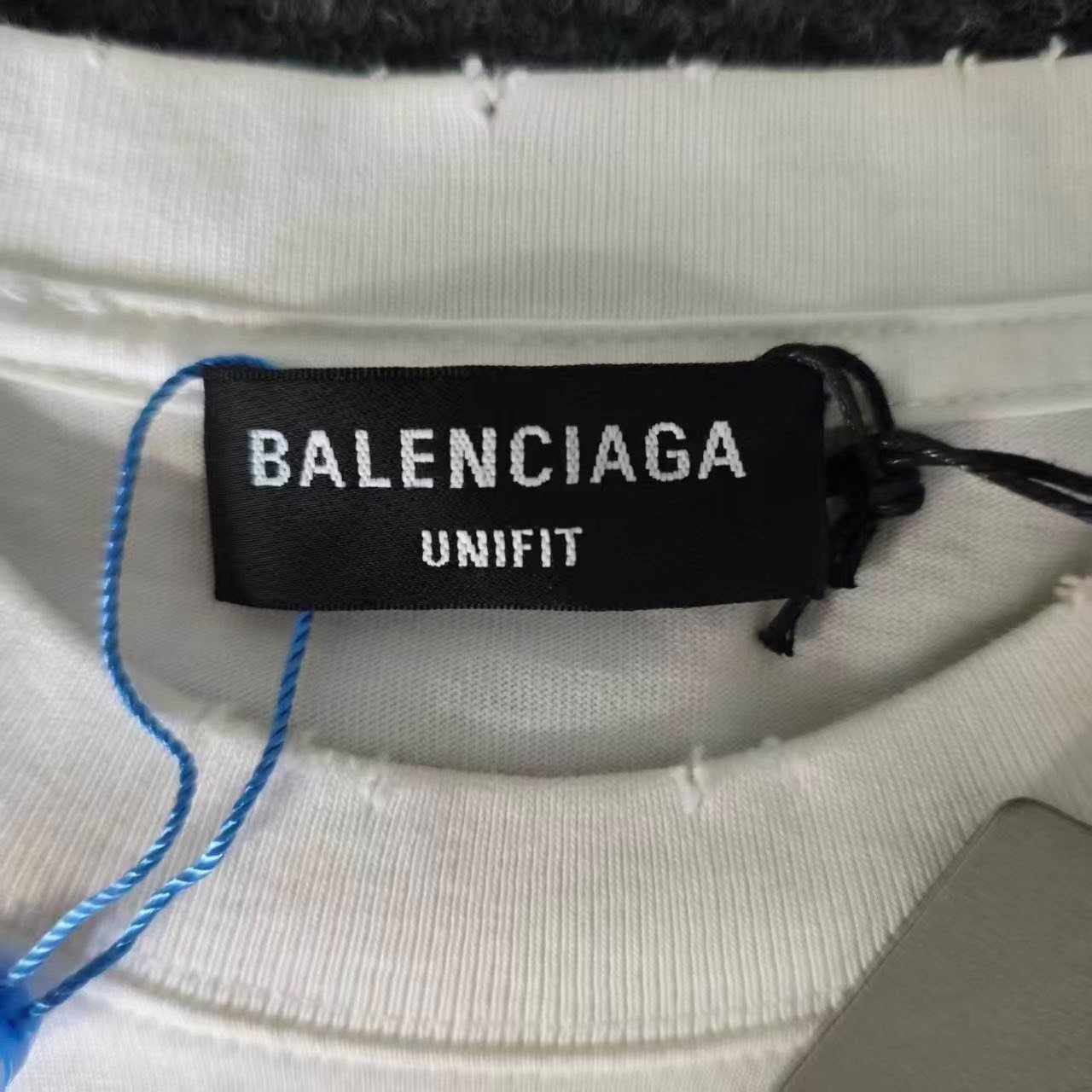 Balenciaga White Blurred Letter Distressed T-Shirt — back