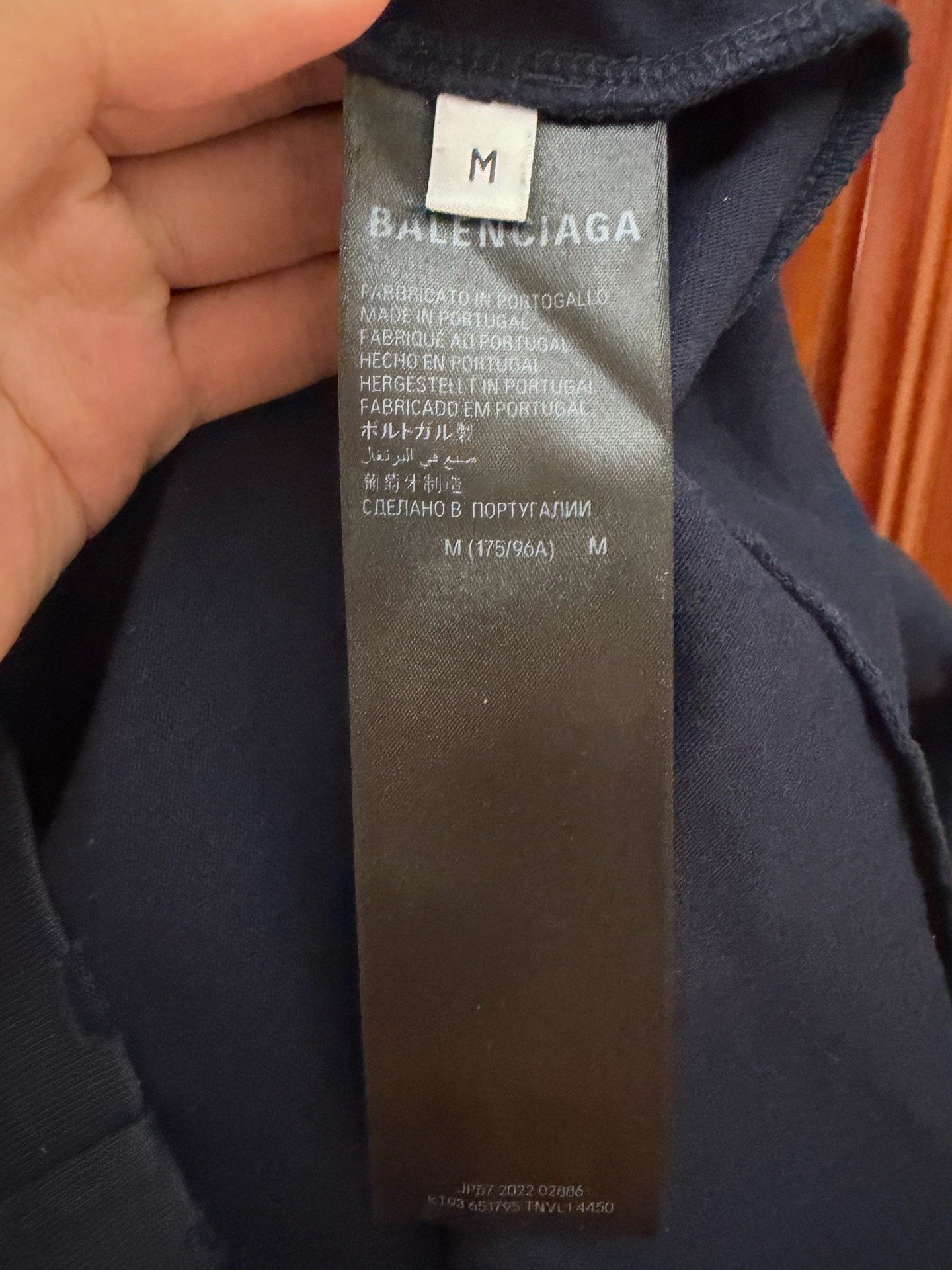 Balenciaga Dark Blue Distressed Logo T - Shirt — back
