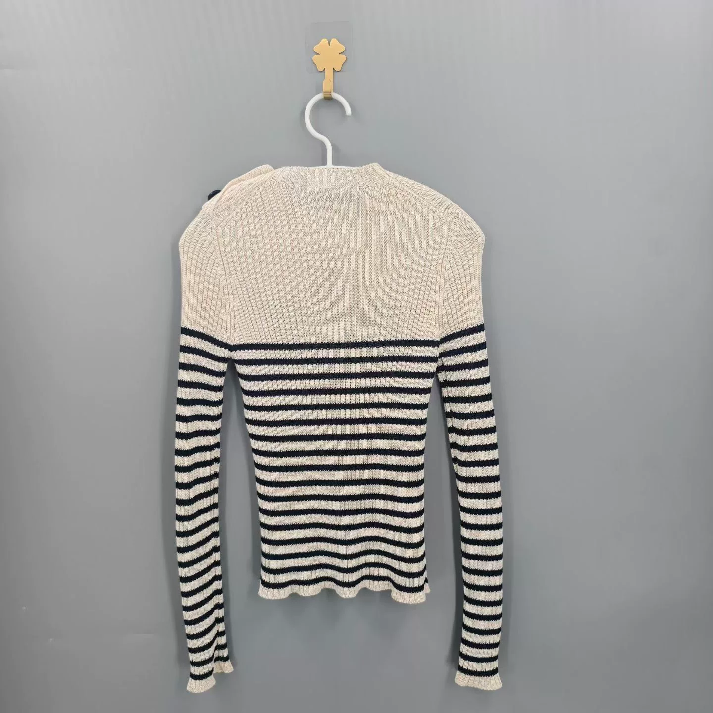 Christian Dior White Black Stripe Star Sweater — front