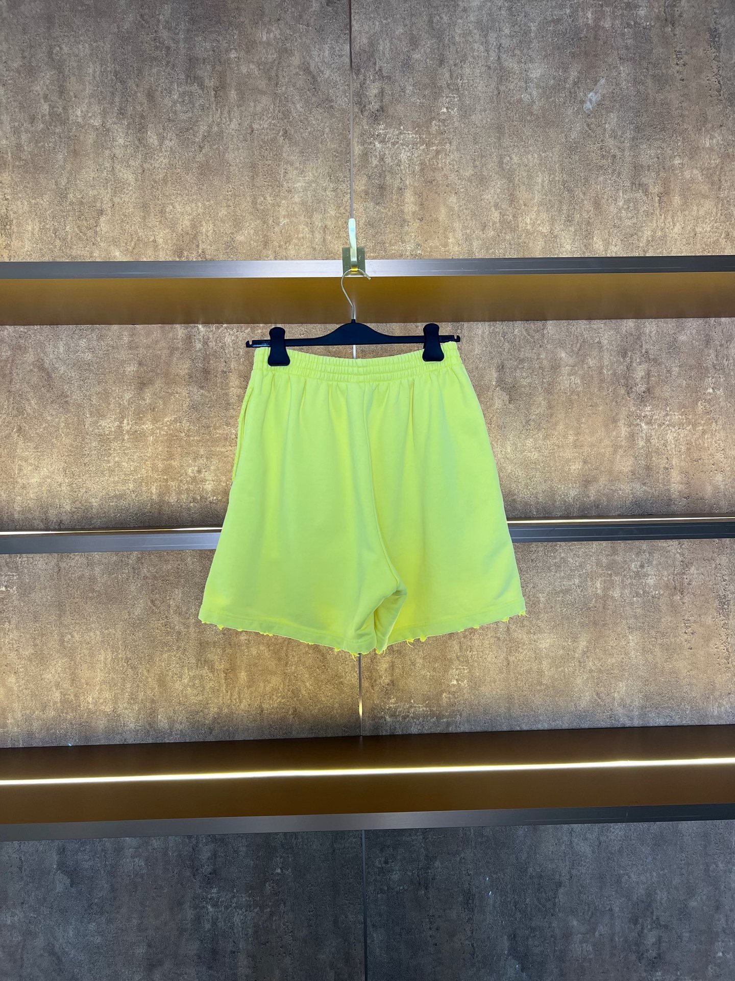 Balenciaga Fluorescent Yellow Flame Shorts — front