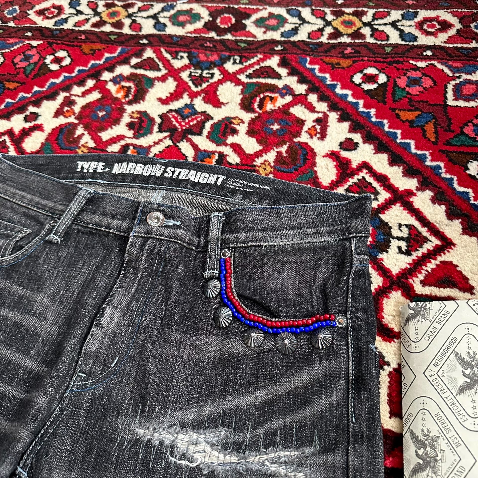 Neighborhood Narrow Straight Black Jeans — label