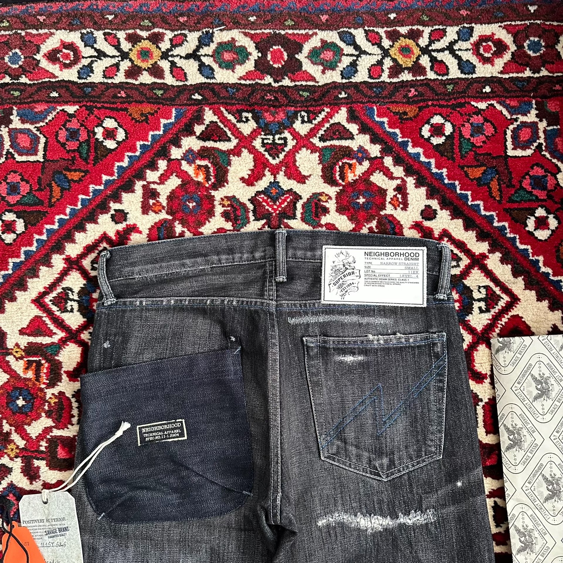 Neighborhood Narrow Straight Black Jeans — back