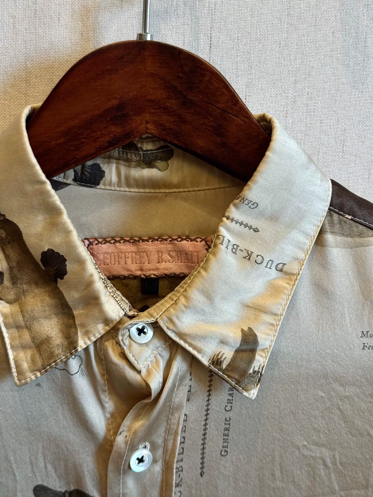 Geoffrey B Small Platypus Silk Shirt — detail