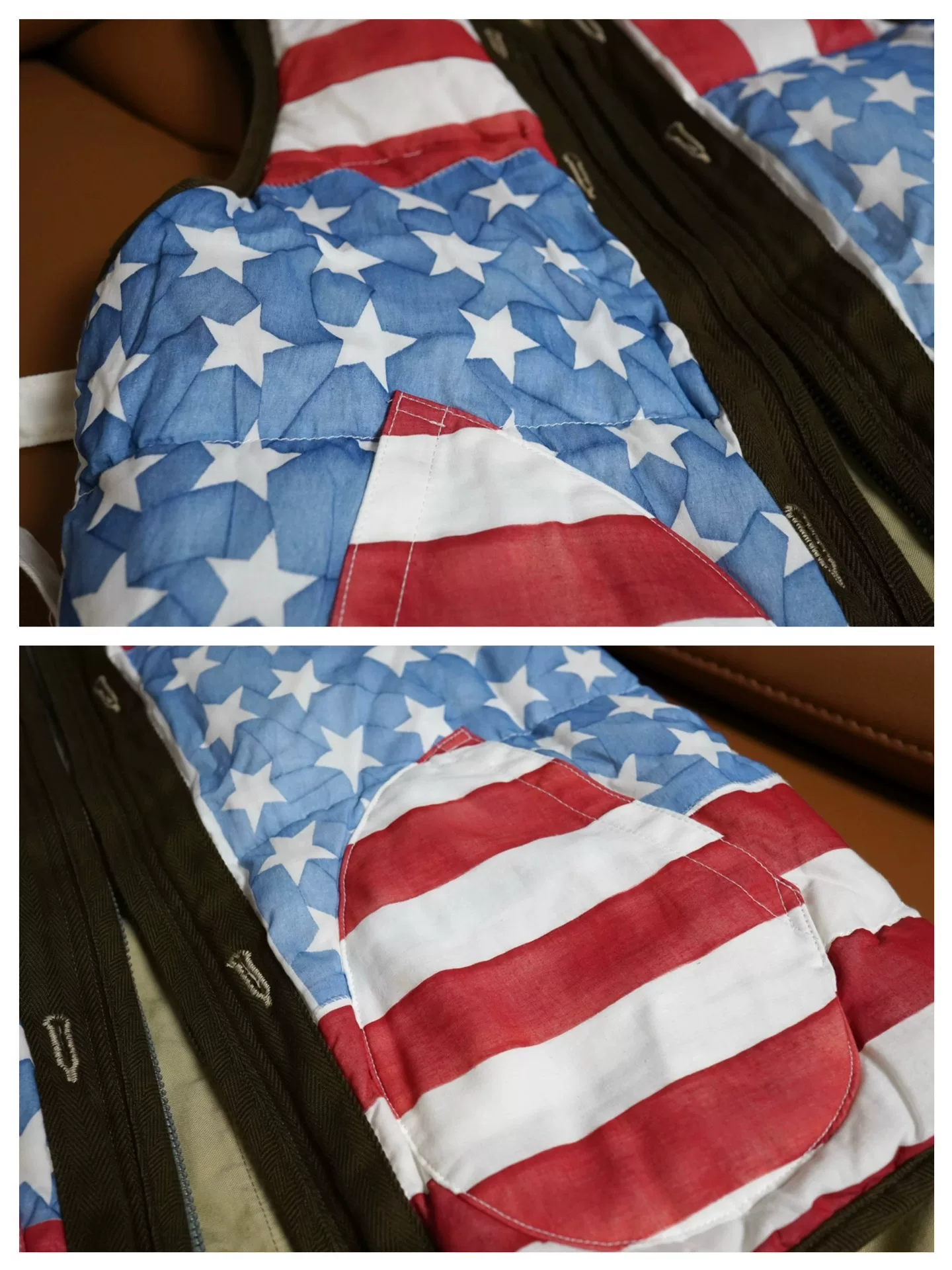 Visvim American Flag Print Down Vest — detail