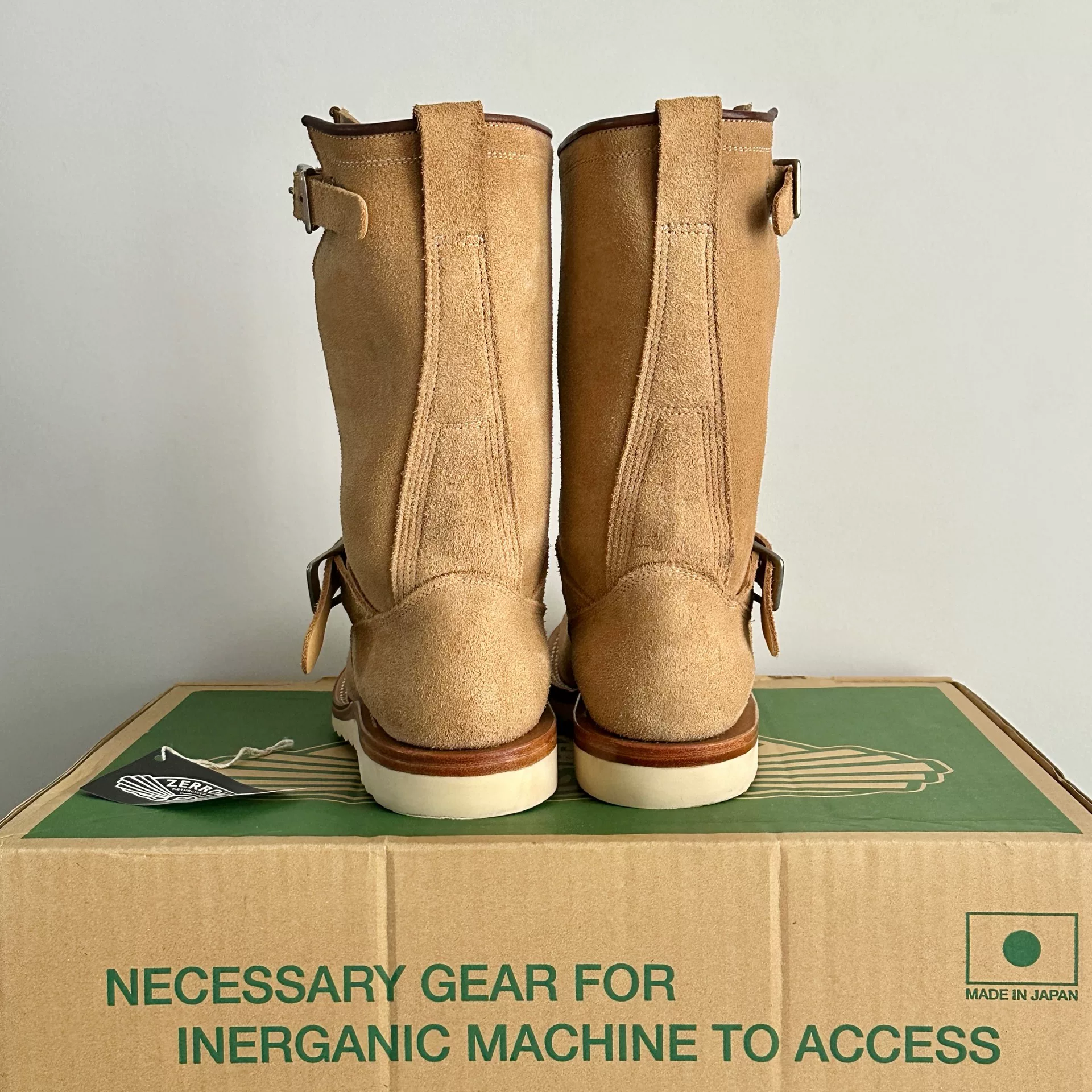 Zerrows Suede Beige Engineer Boots — back