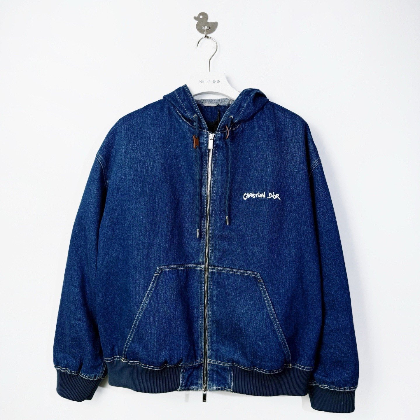 Dior New CD Logo Embroidered Hooded Denim Jacket