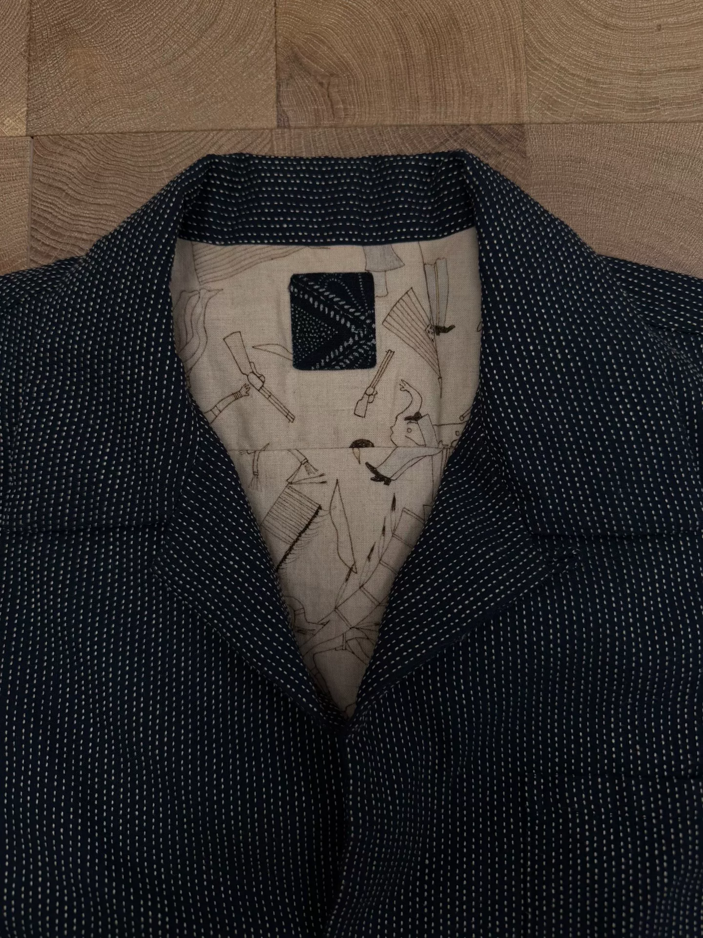 VISVIM SASHIKO WALLIS DOWN SHIRTS NAVY — front