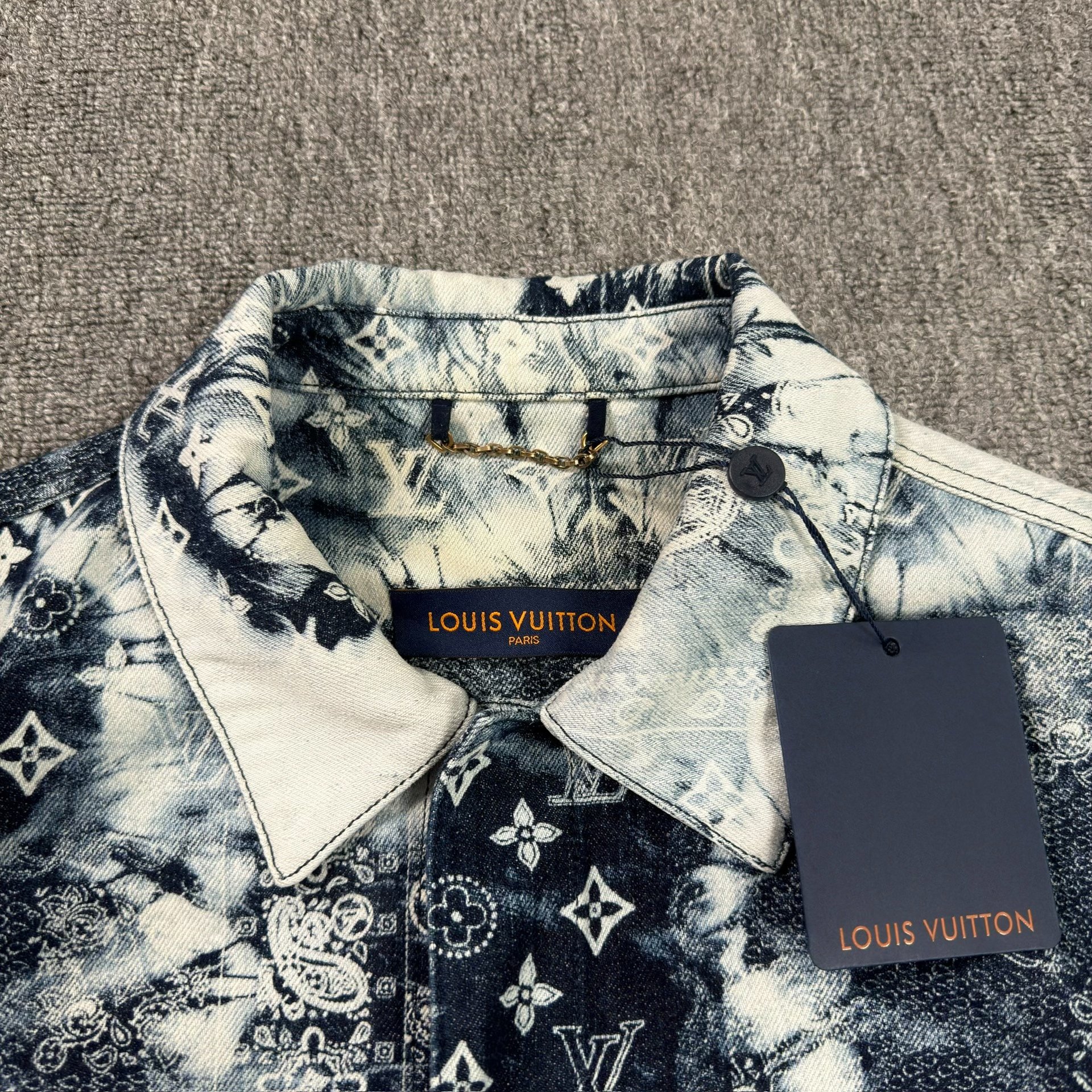 LV Monogram Short-Sleeve Denim Shirt — detail