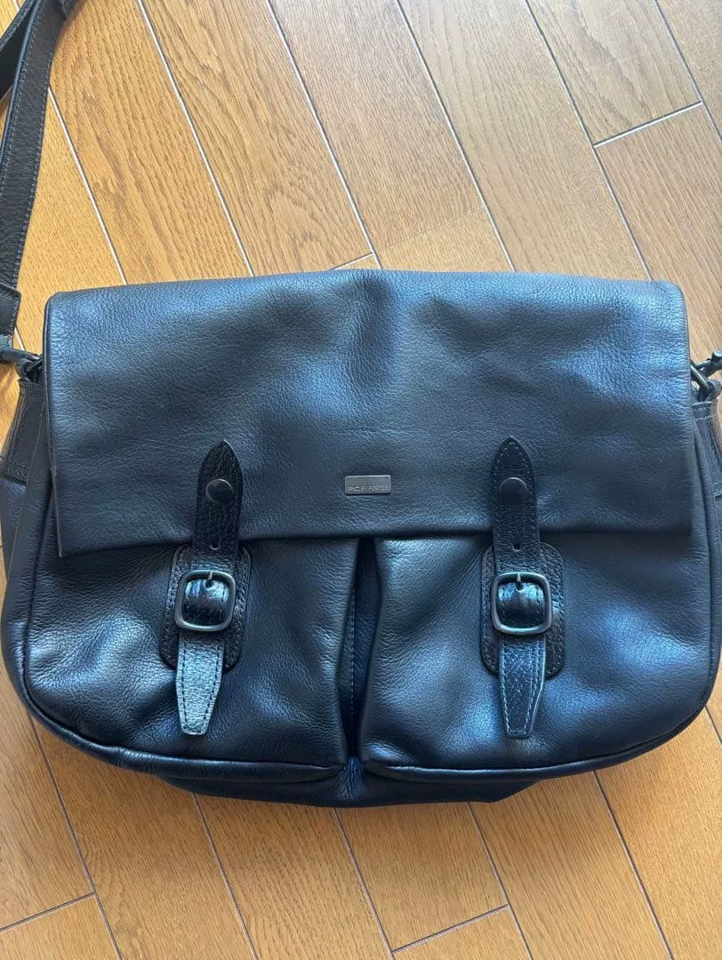 PCBY PORTER Black Leather Messenger Bag